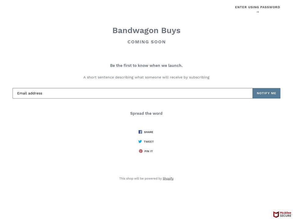 bandwagonbuys.com — Shopify storefront screenshot