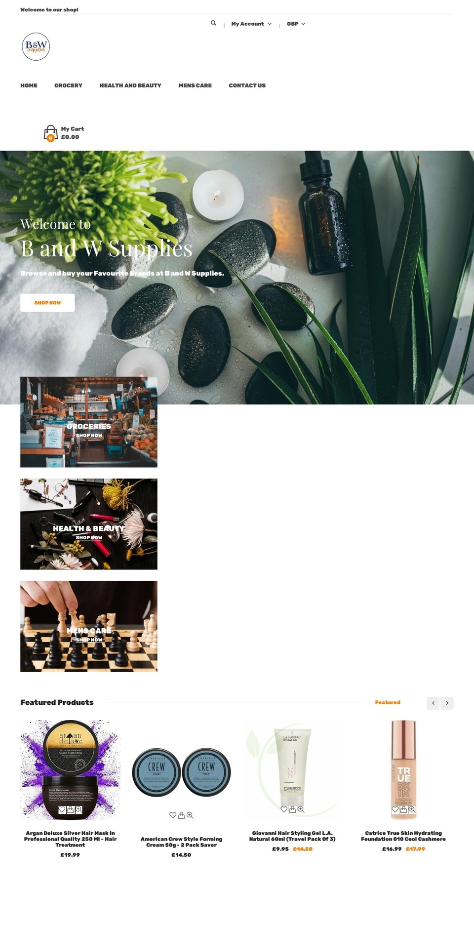 bandwsupplies.co.uk shopify website screenshot