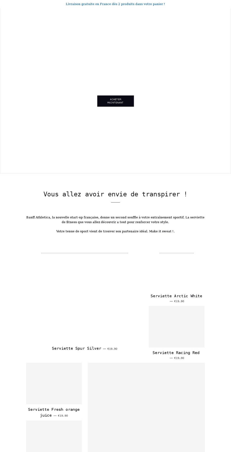 banffathletica.com — Shopify storefront screenshot