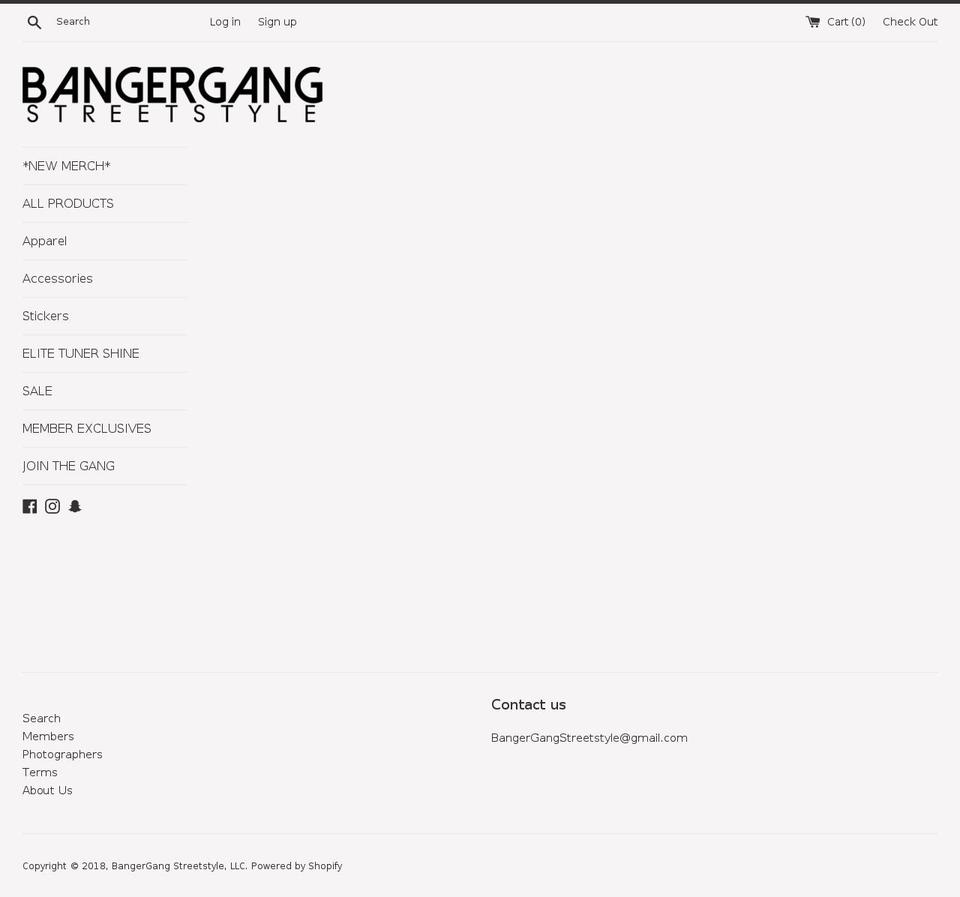 bangergangstreetstyle.com — Shopify storefront screenshot