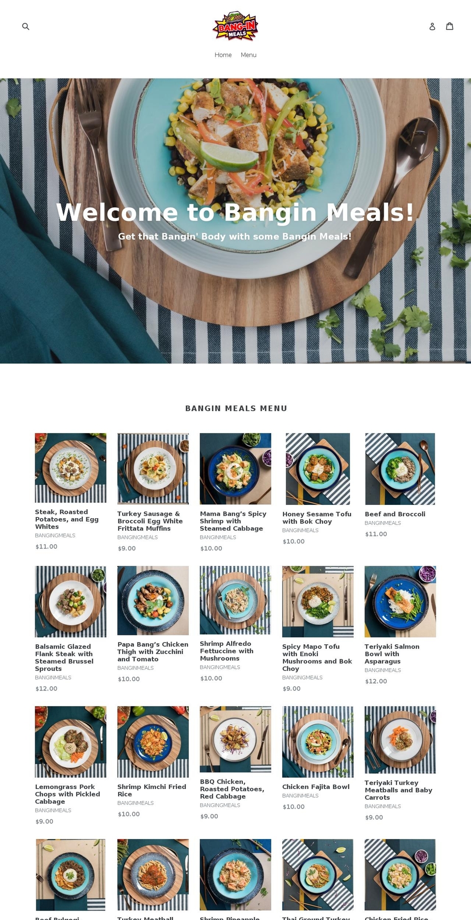 banginmeals.com — Shopify storefront screenshot