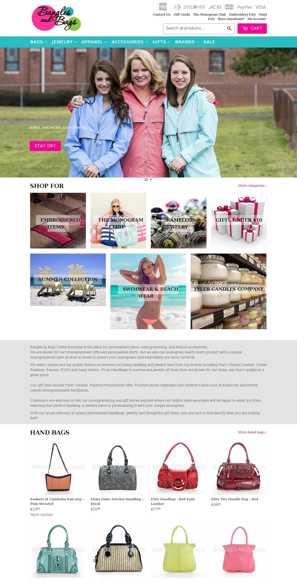 banglesandbagsonline.com shopify website screenshot