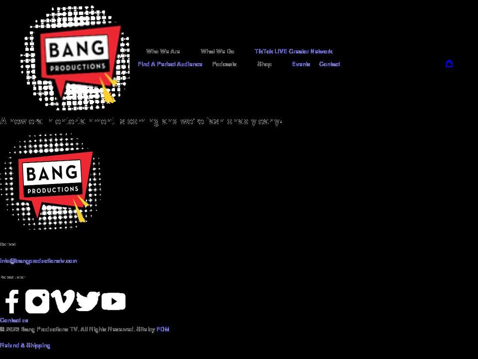 bangproductionstv.com shopify website screenshot