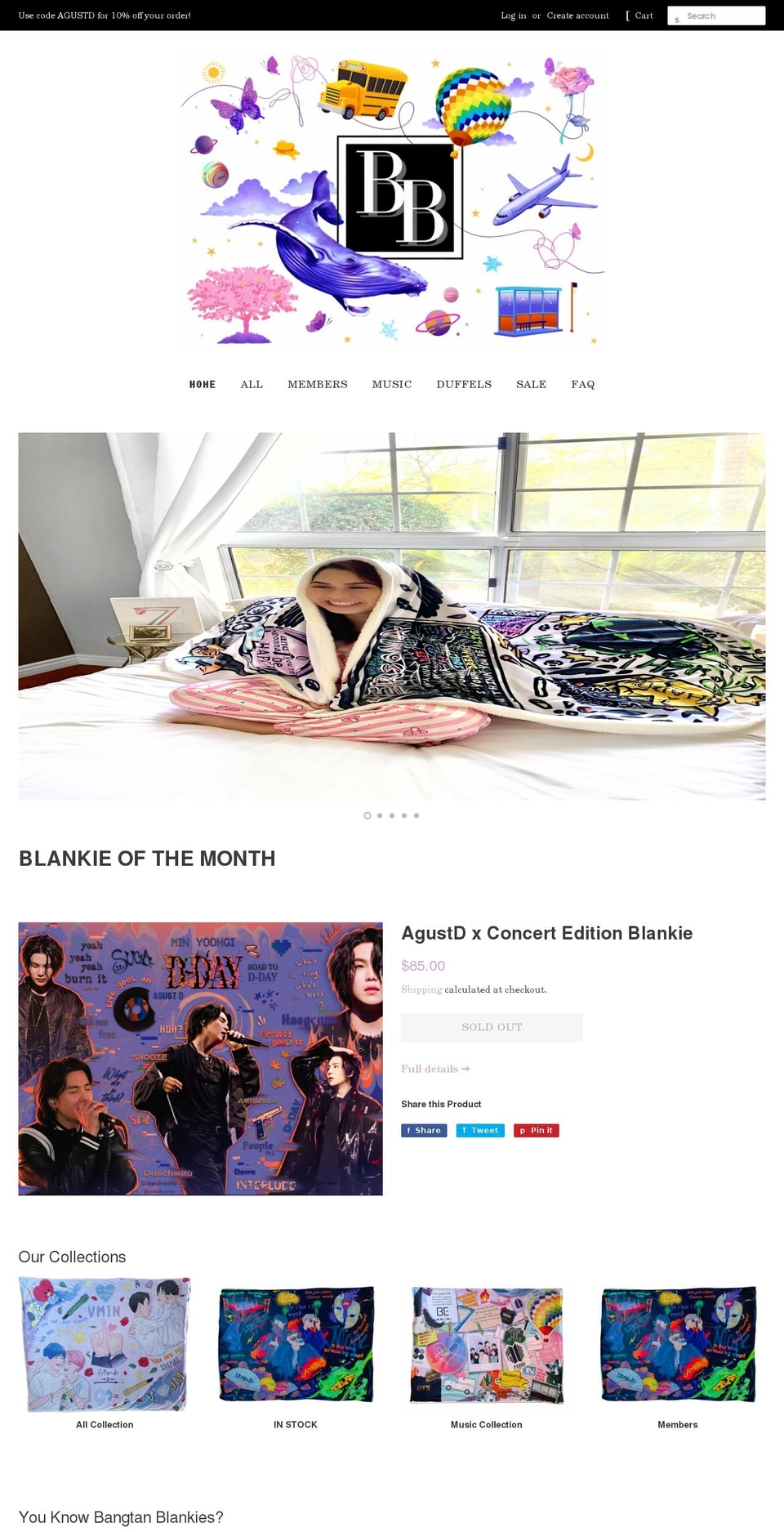 bangtanblankies.com shopify website screenshot