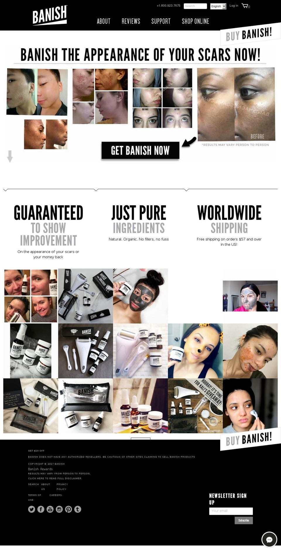 banishstretchmarks.com shopify website screenshot