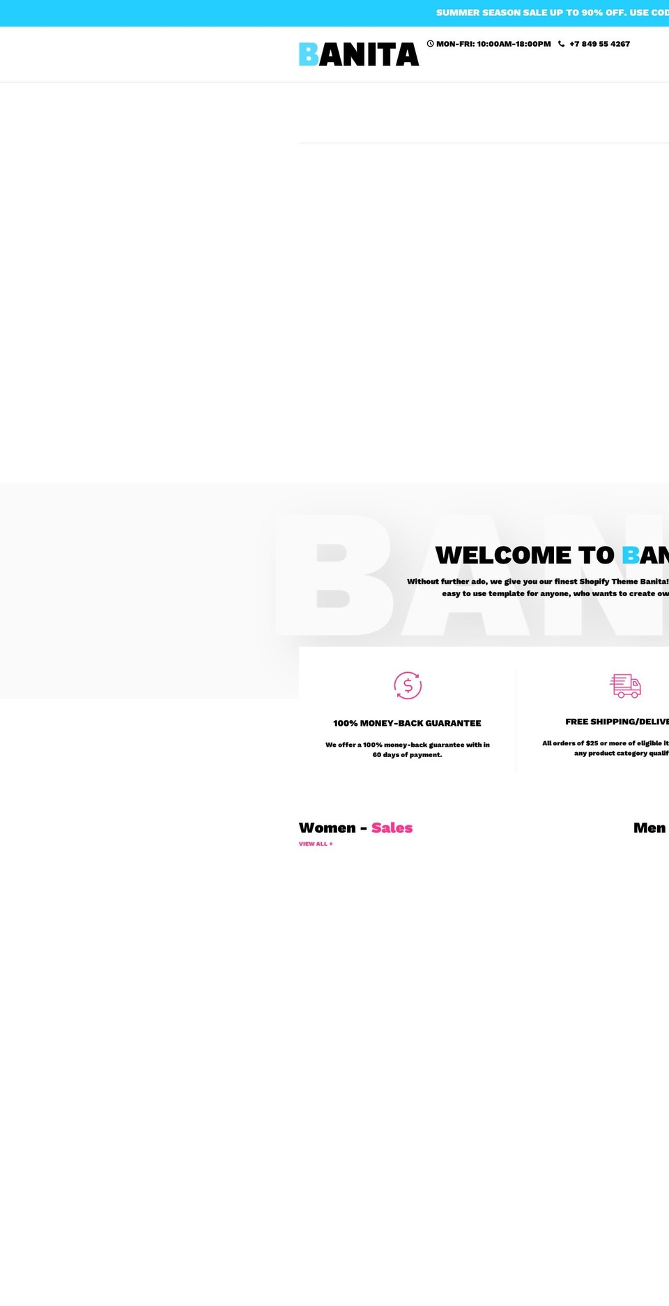 banitastore-default.myshopify.com shopify website screenshot