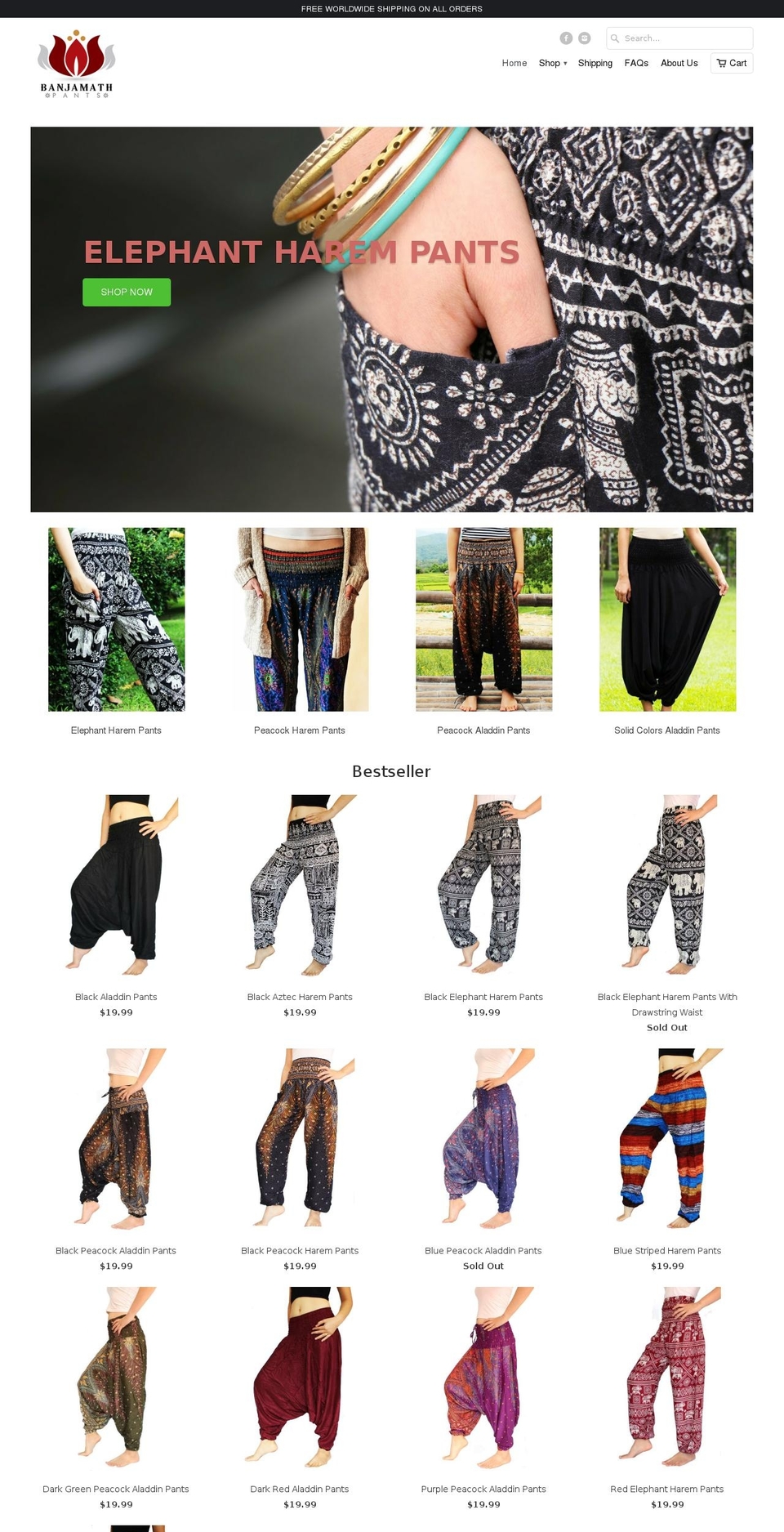 banjamathpants.com shopify website screenshot