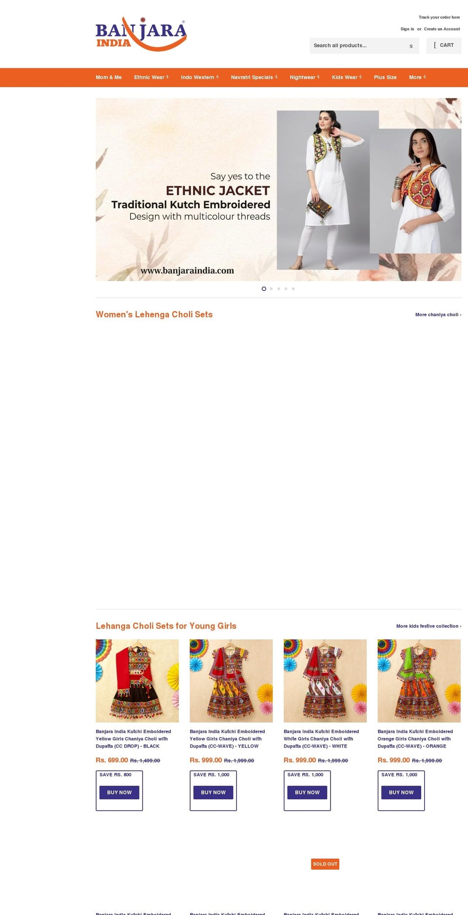 banjaraindia.com shopify website screenshot