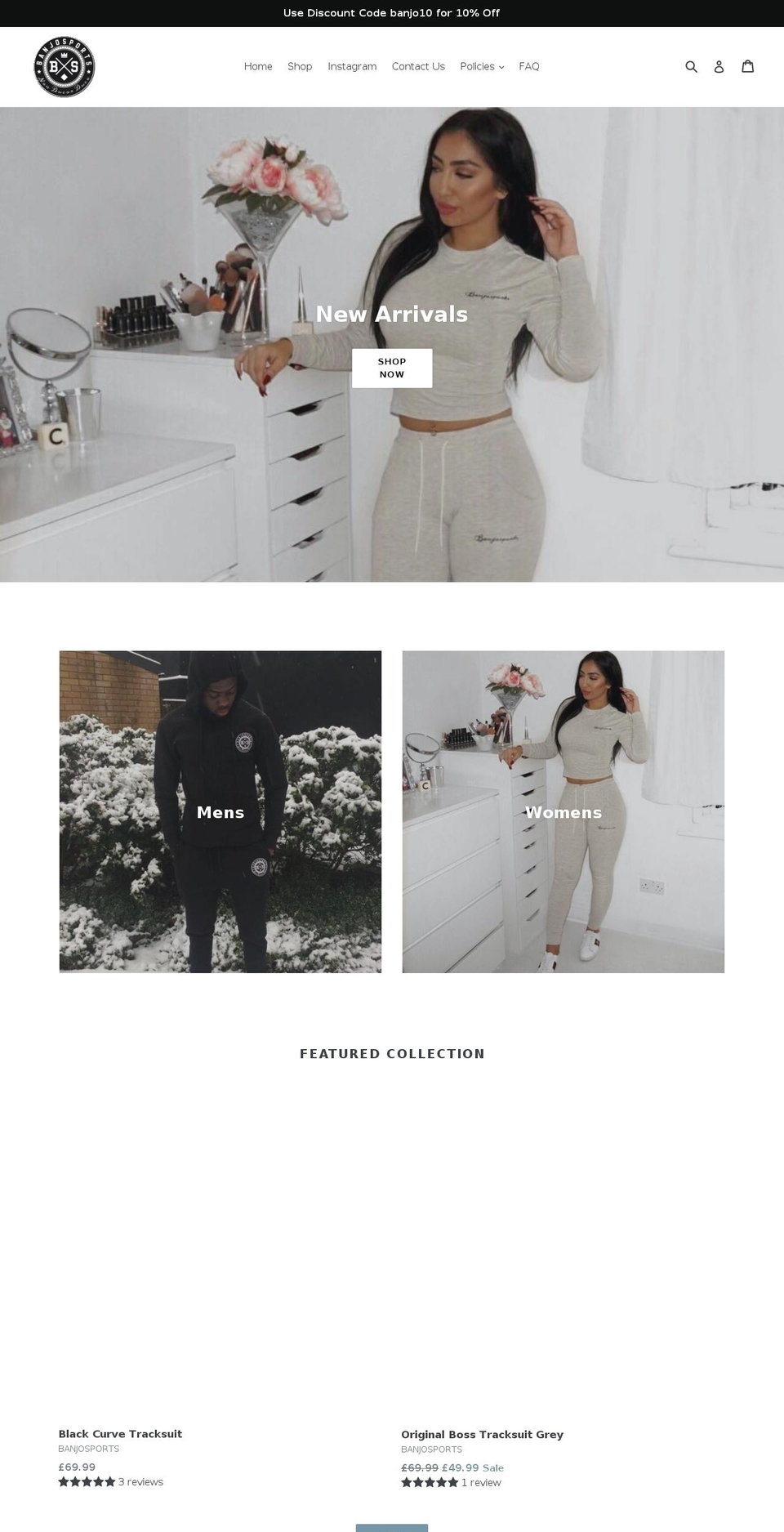 banjosports.com — Shopify storefront screenshot
