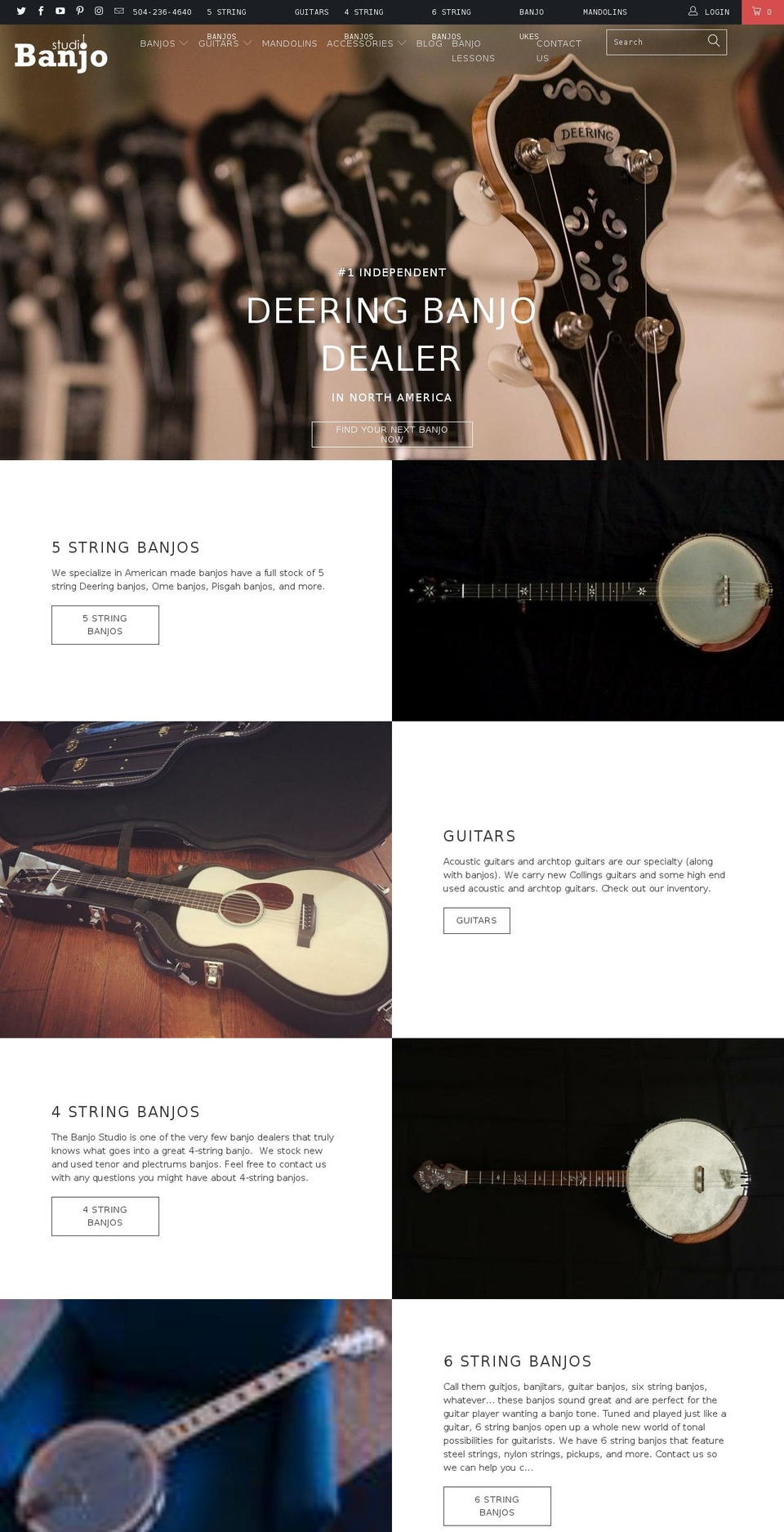 banjostudio.com shopify website screenshot