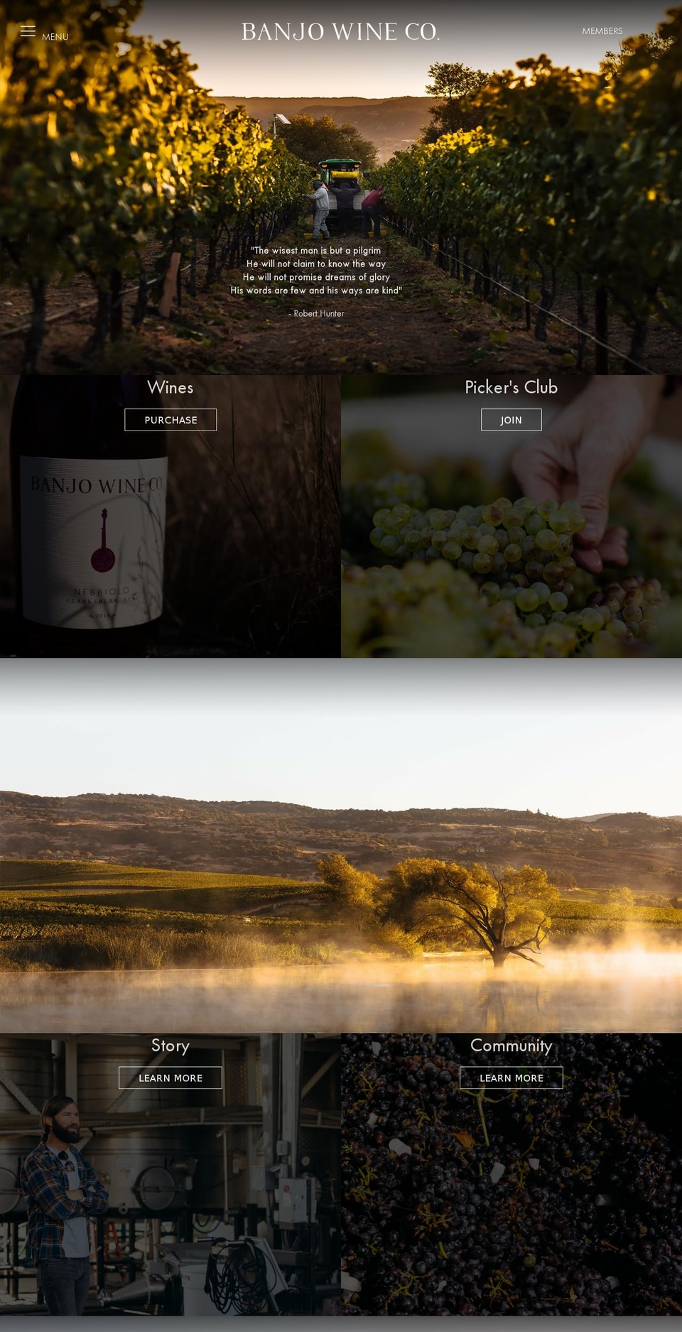 banjowine.com shopify website screenshot