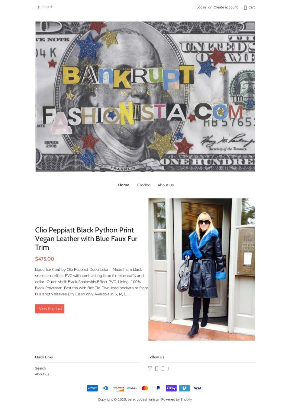 bankruptfashionista.com shopify website screenshot