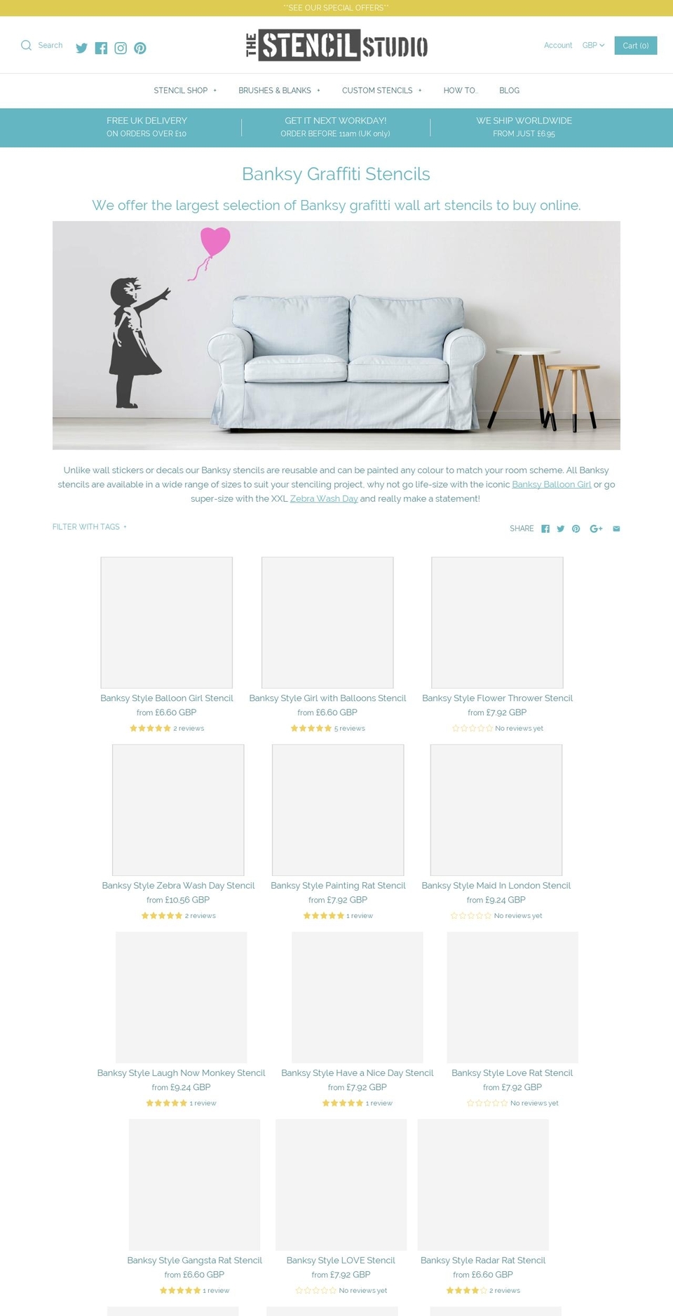 banksystencils.com — Shopify storefront screenshot