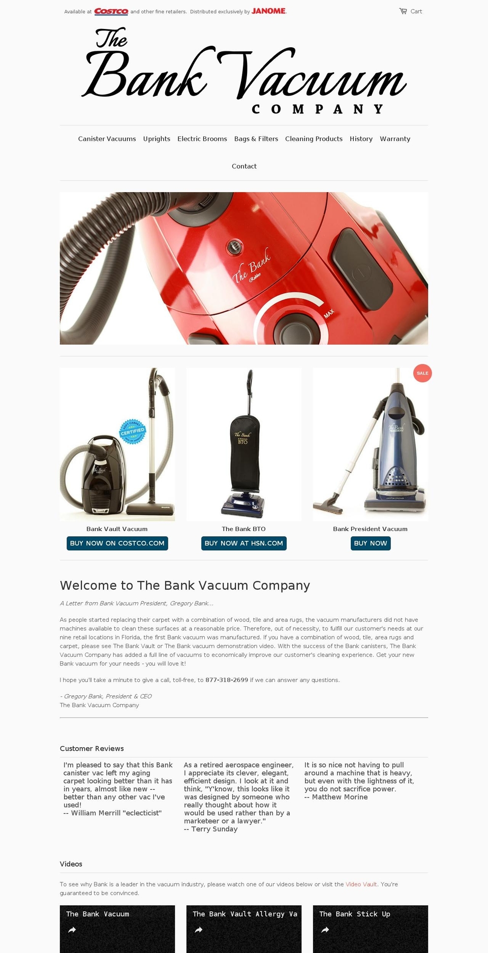 bankvacuums.com shopify website screenshot