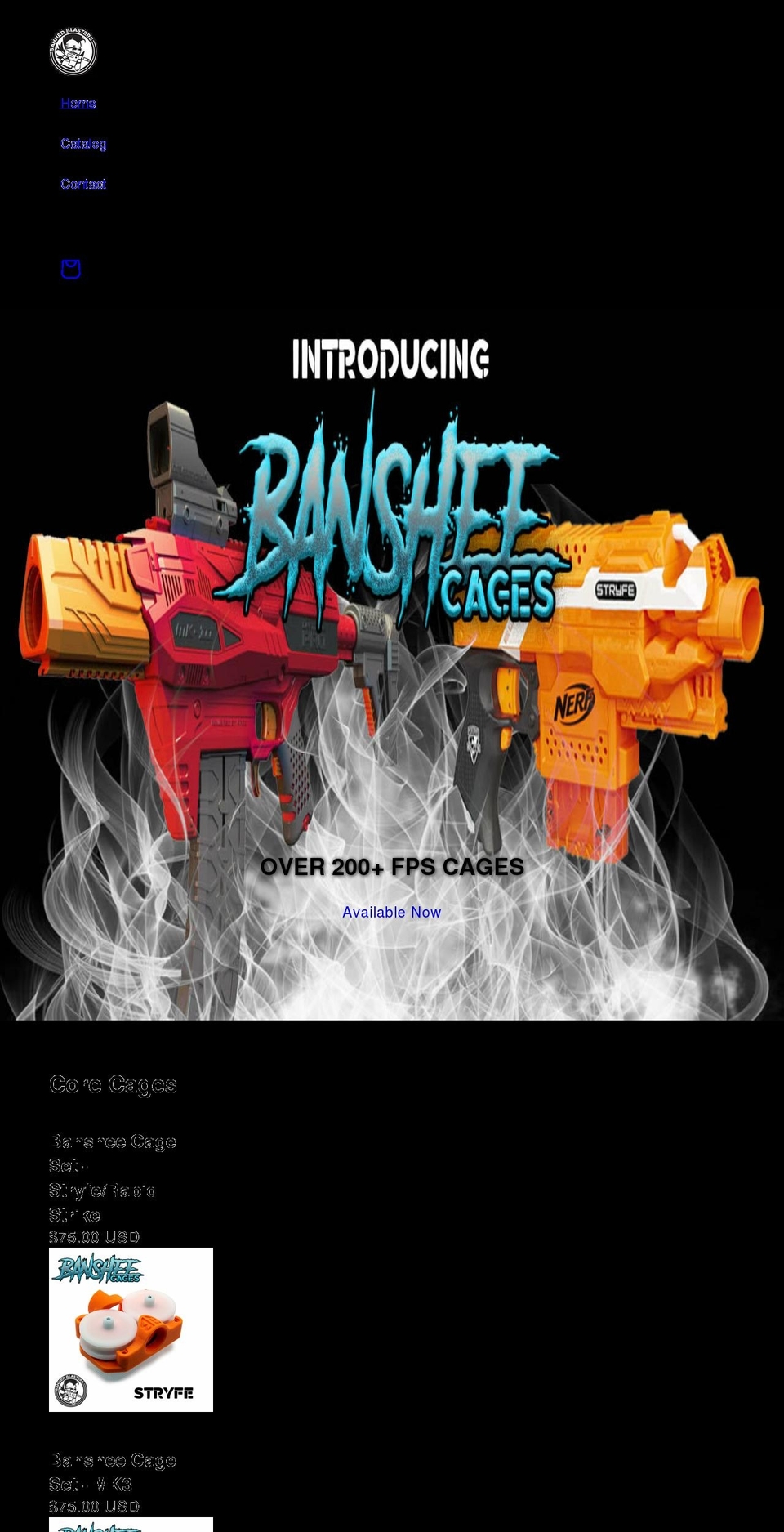 bannedblasters.com shopify website screenshot