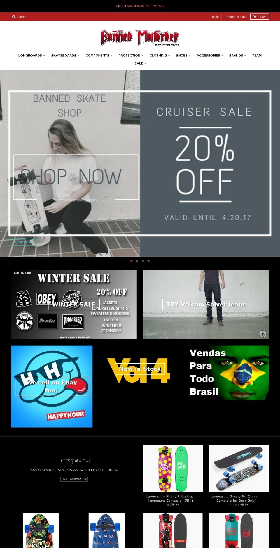 bannedskateshop.com shopify website screenshot