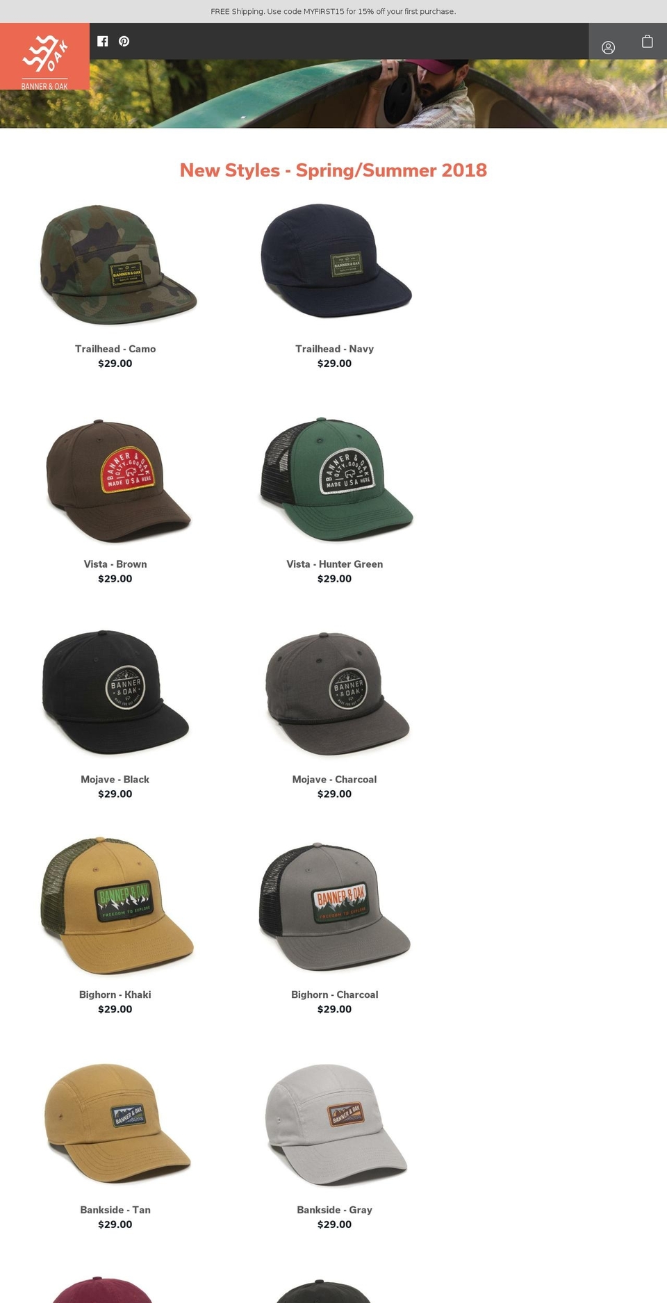 bannerandoak.com — Shopify storefront screenshot