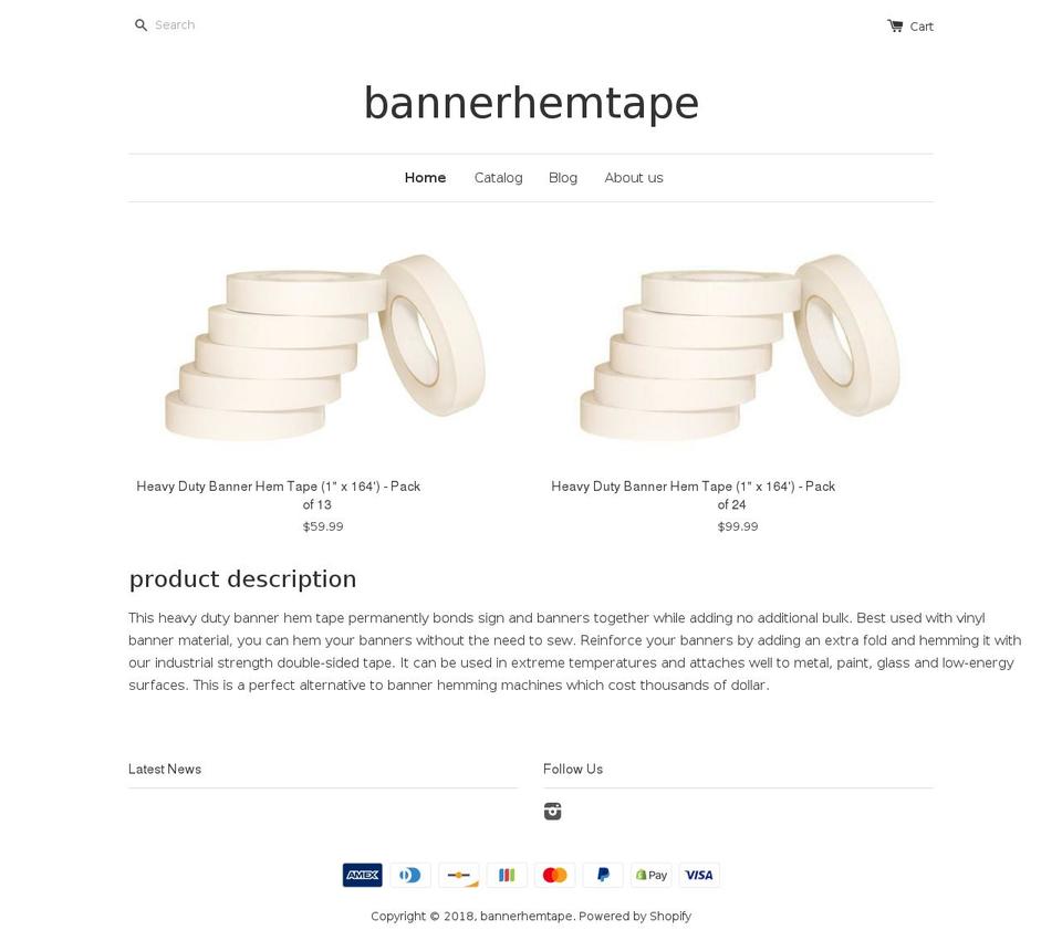 bannerhemtape.com shopify website screenshot
