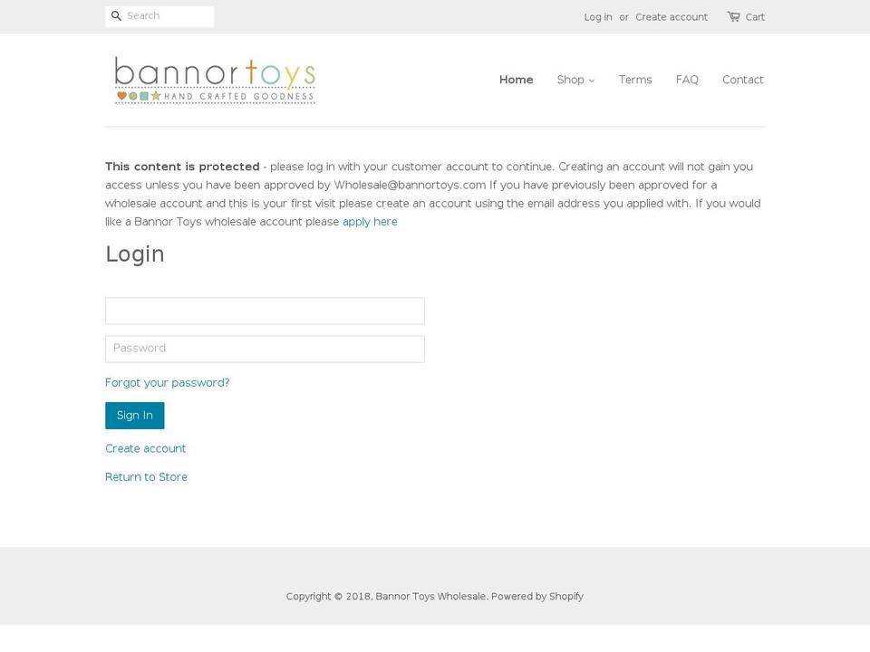 bannorwholesale.com — Shopify storefront screenshot
