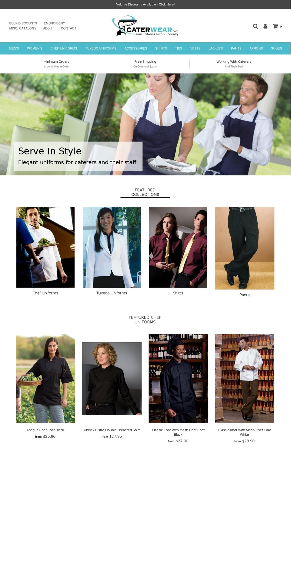 banquetuniform.com — Shopify storefront screenshot
