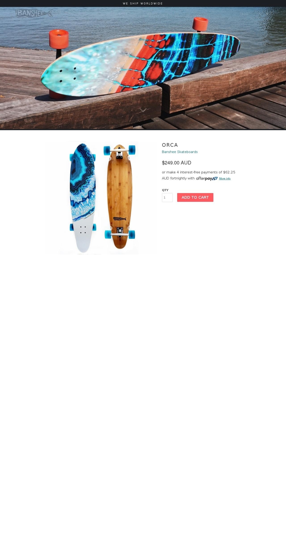 bansheeskateboards.com shopify website screenshot