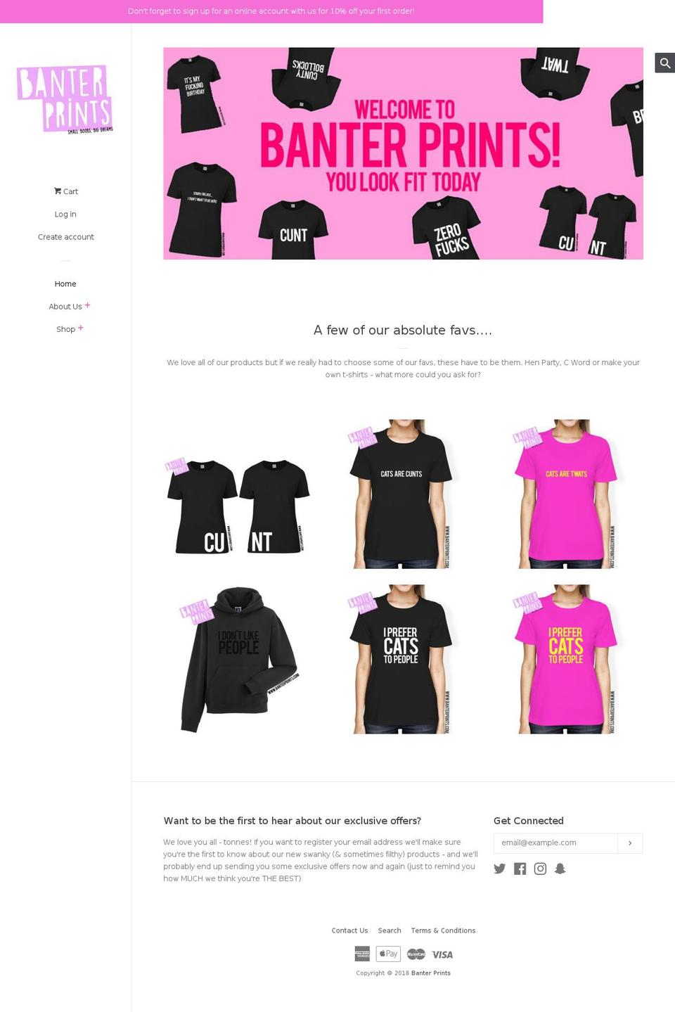 banterprints.com — Shopify storefront screenshot