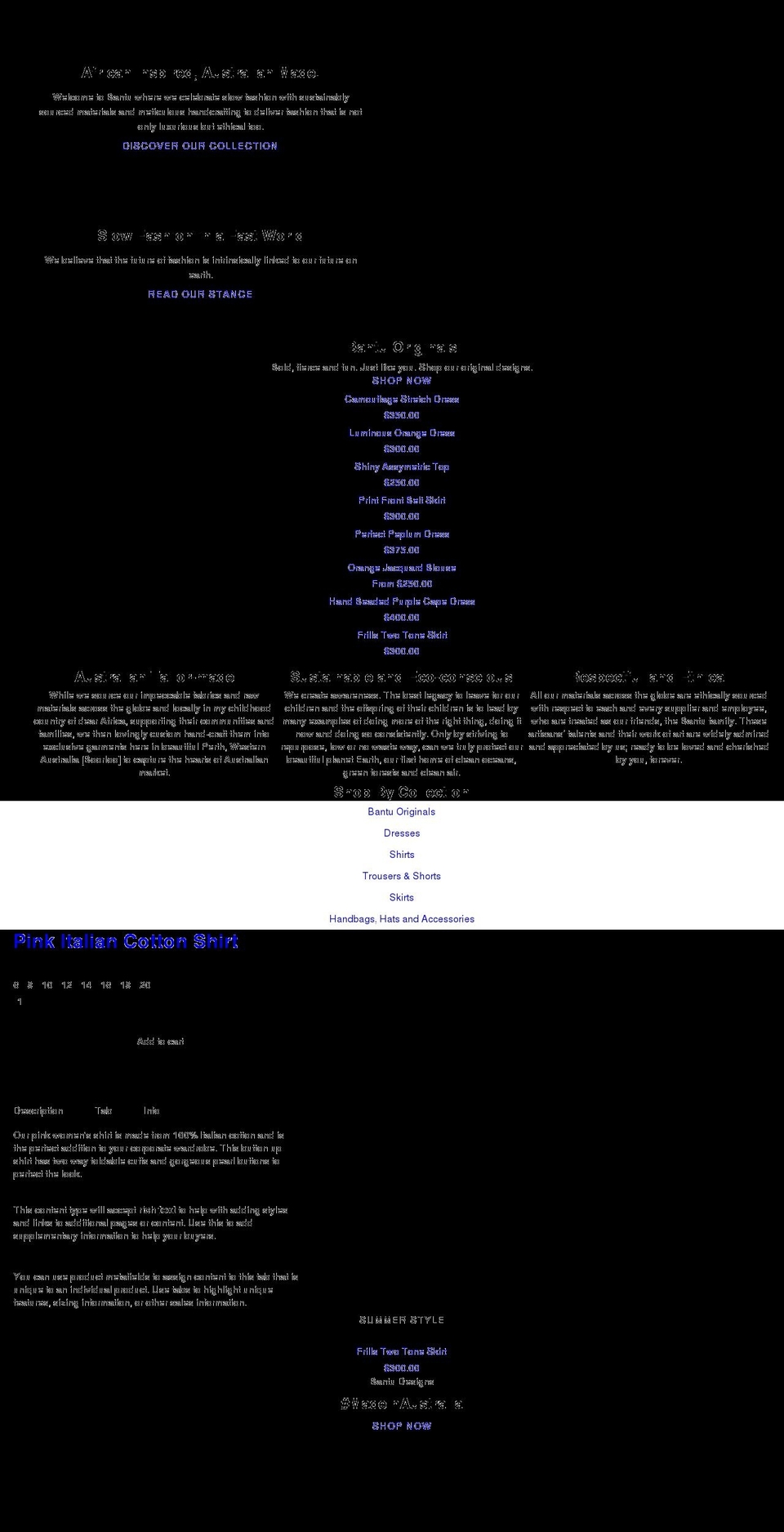 bantu.com.au shopify website screenshot