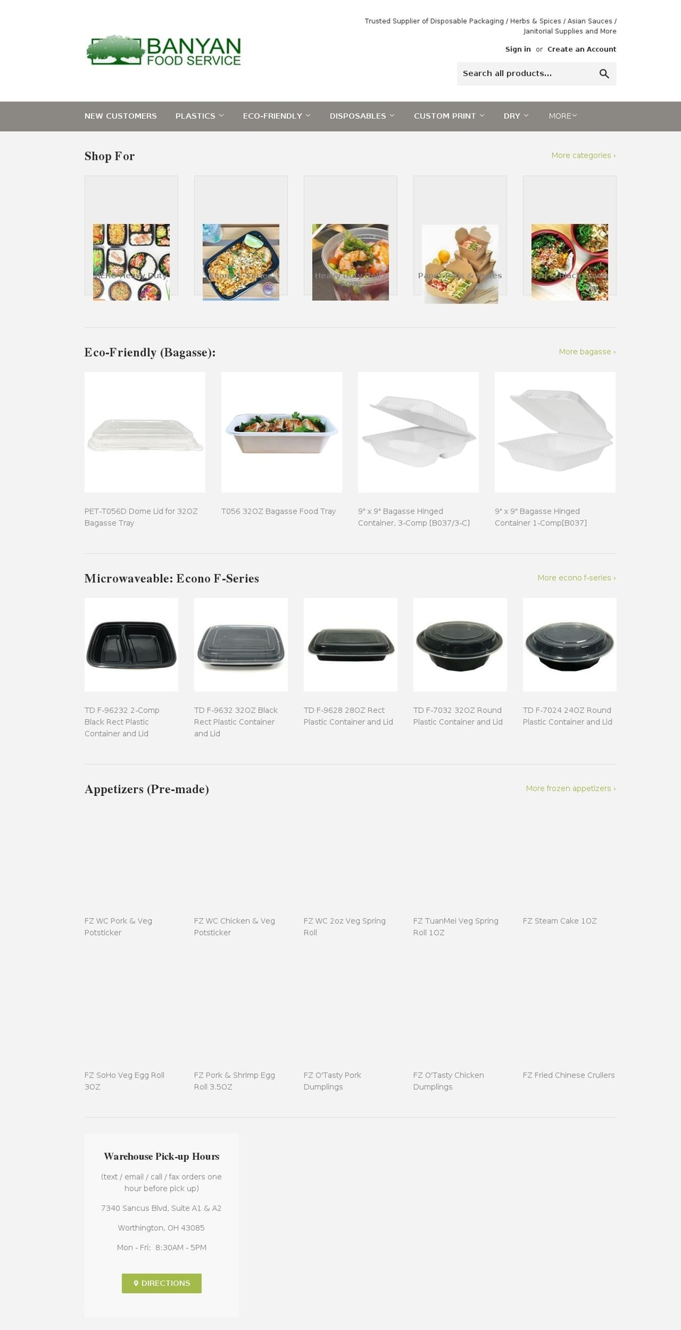 banyanfoodservice.com shopify website screenshot
