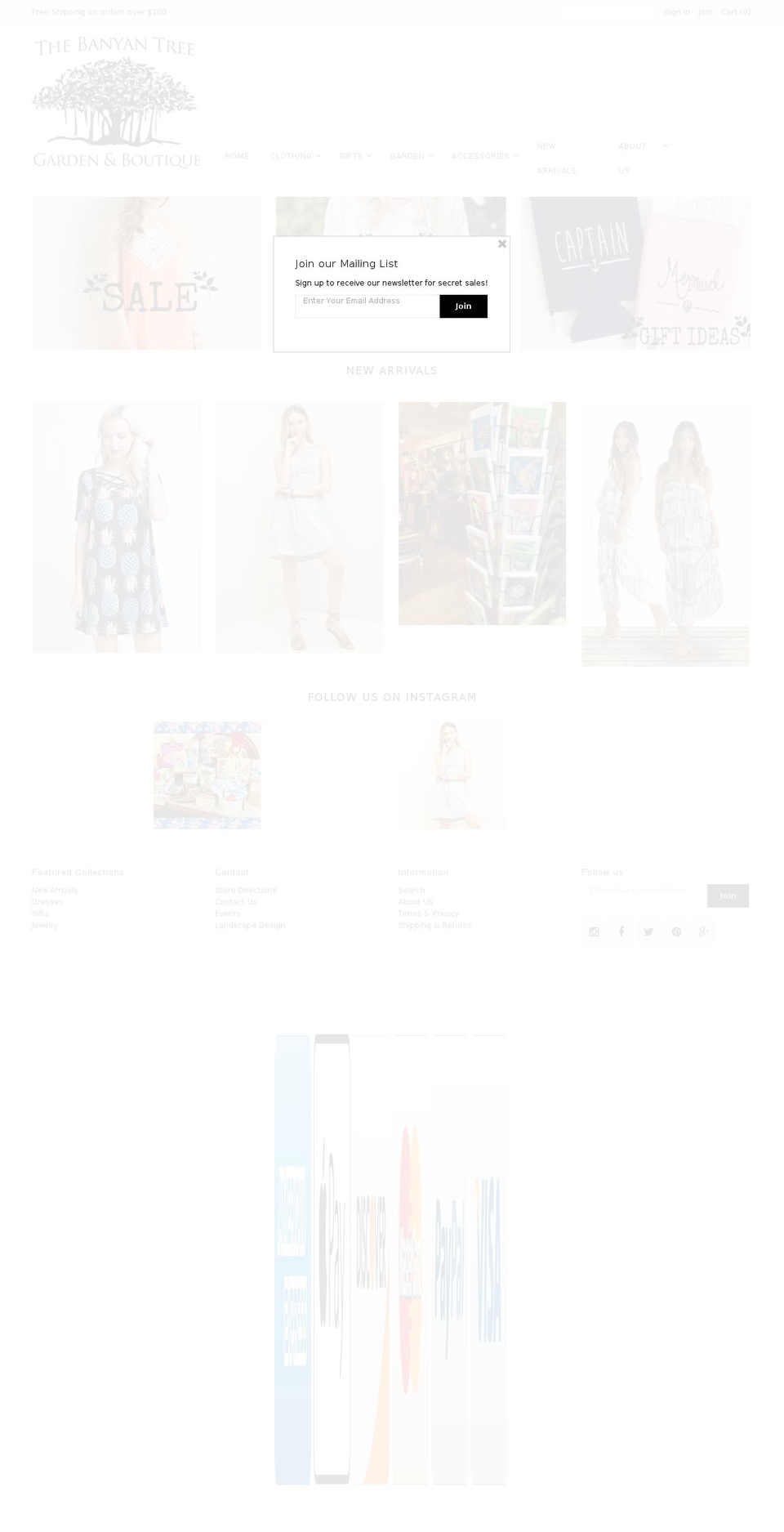 banyantreeboutique.com shopify website screenshot