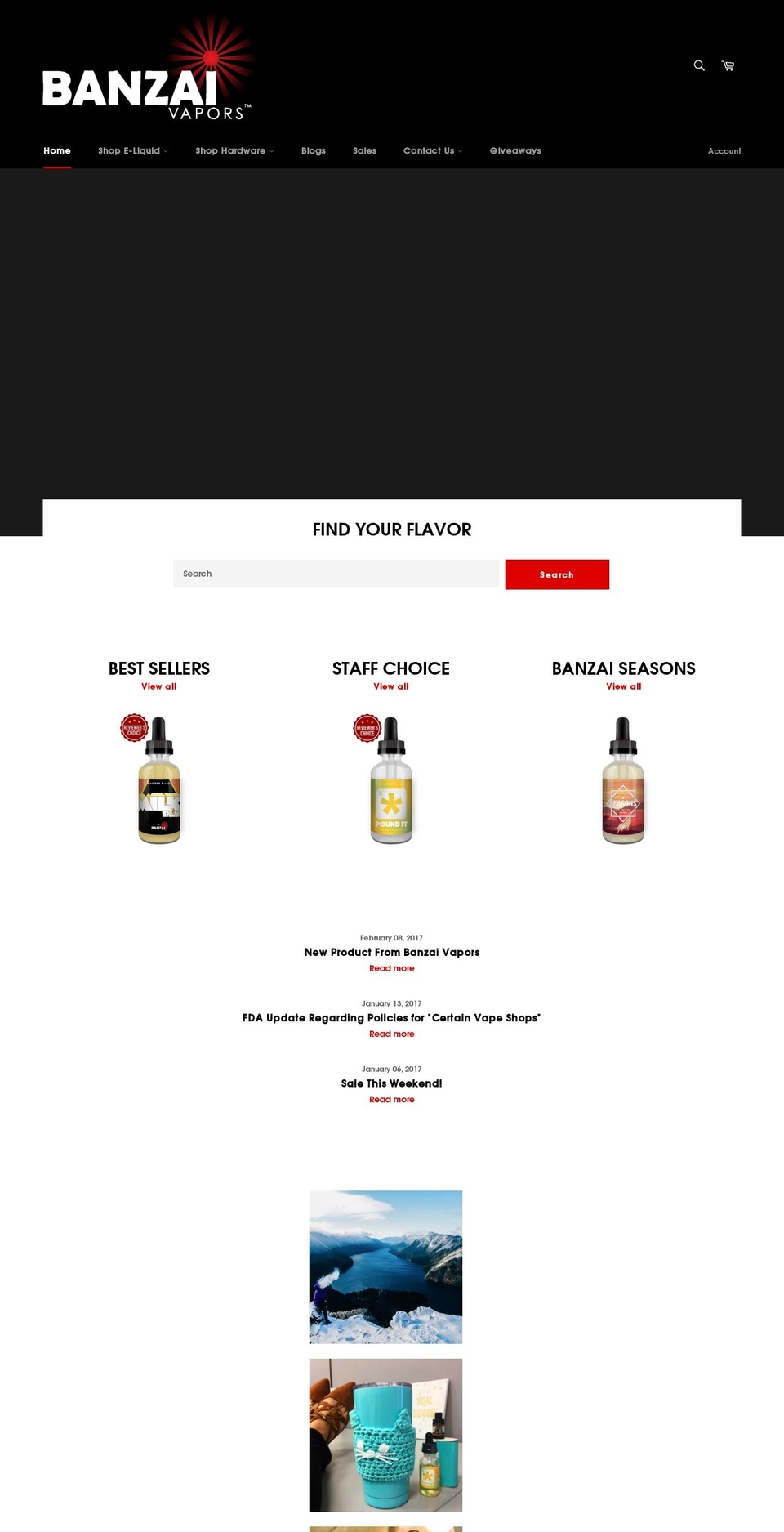 banzaivapors.com shopify website screenshot