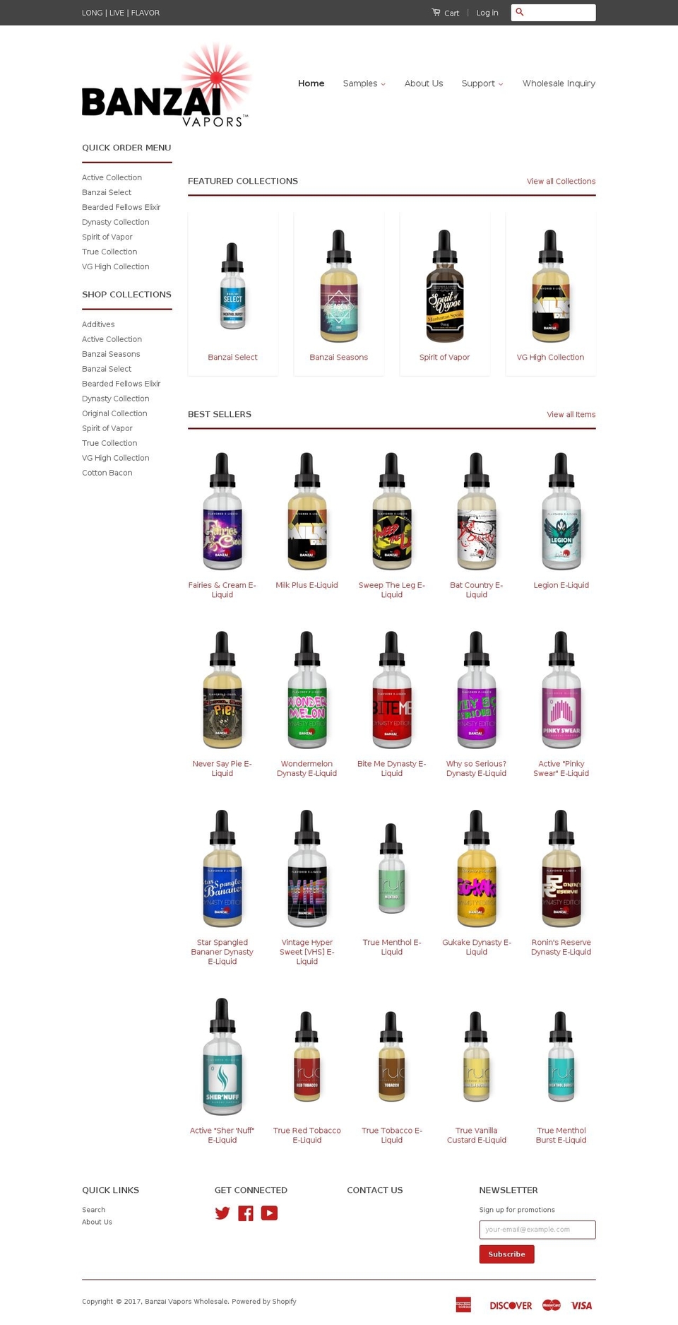 banzaivaporswholesale.com shopify website screenshot