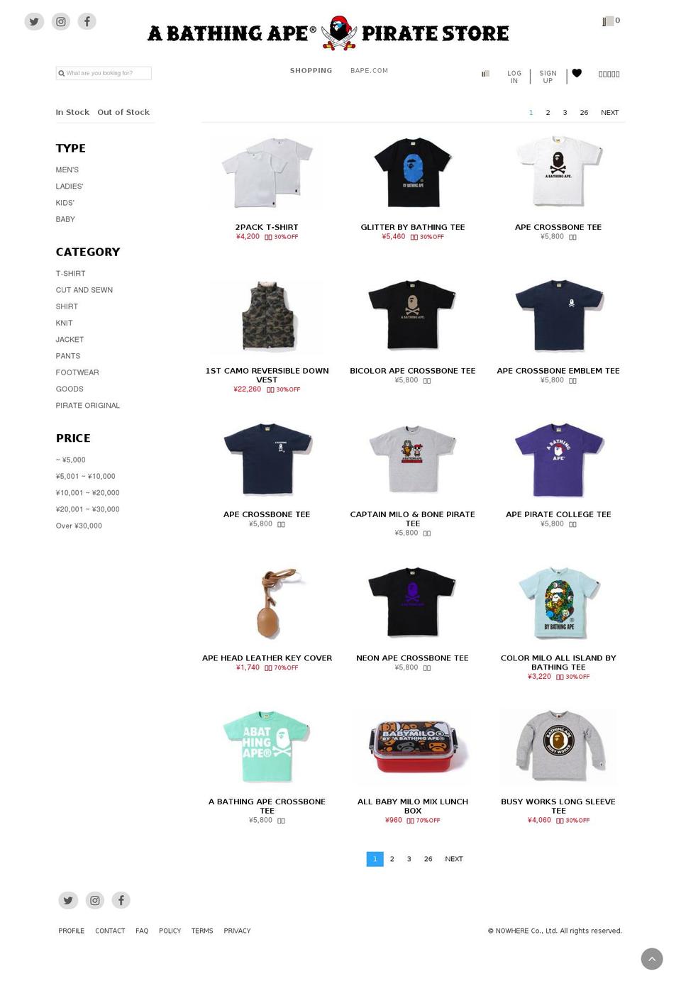 bapepirate.com — Shopify storefront screenshot