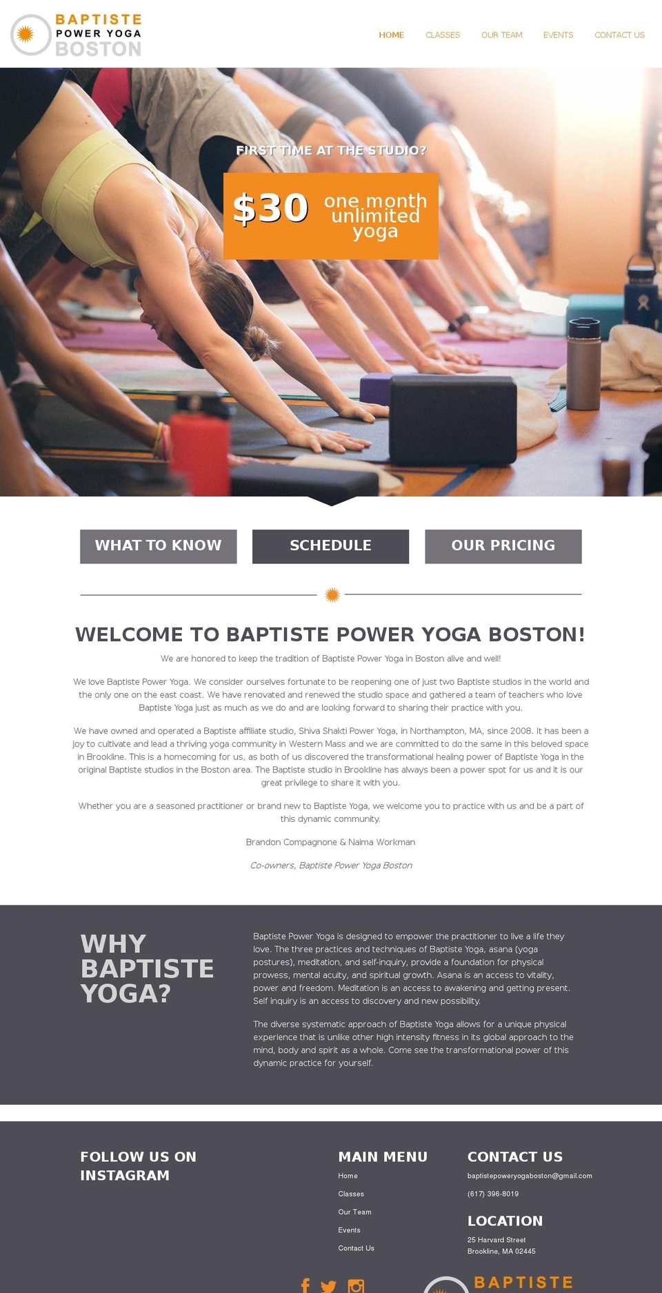 baptistepoweryogaboston.com shopify website screenshot
