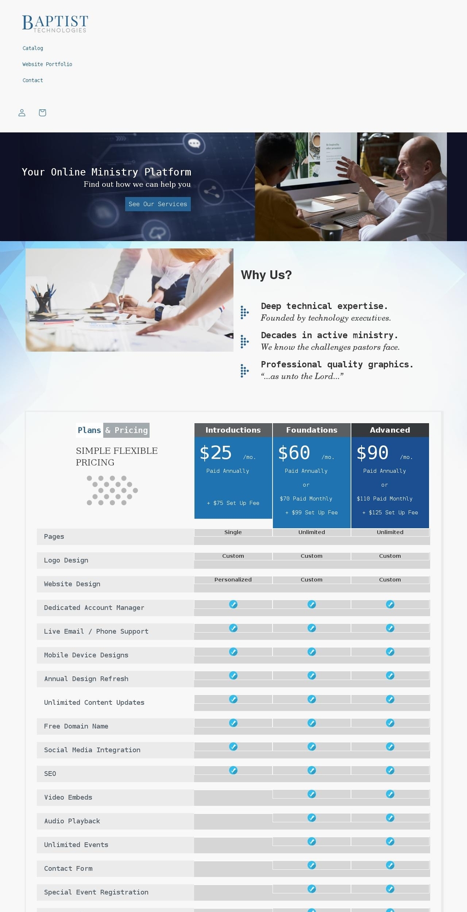 baptisttechnologies.com shopify website screenshot
