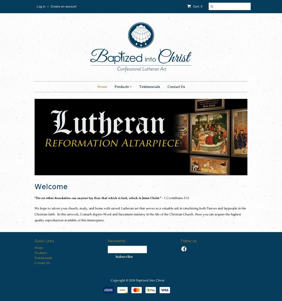 baptizedintochrist.com — Shopify storefront screenshot