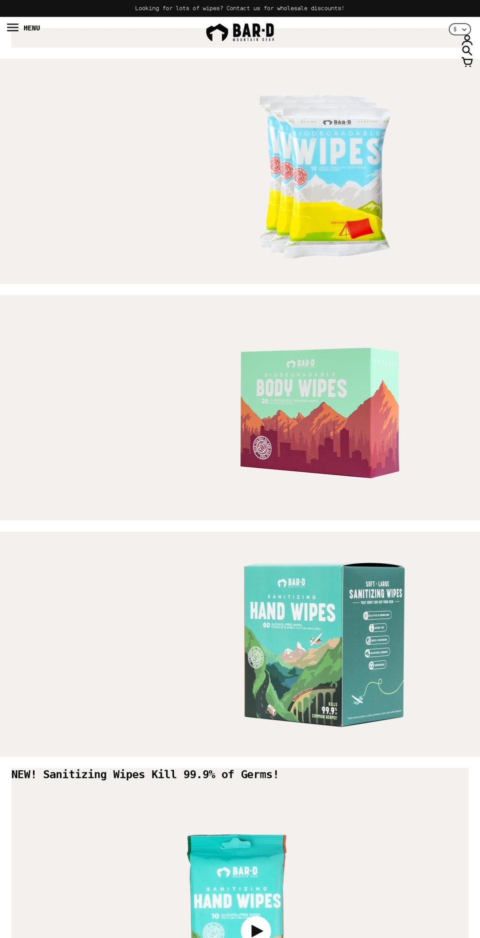 bar-dmountaingear.com shopify website screenshot