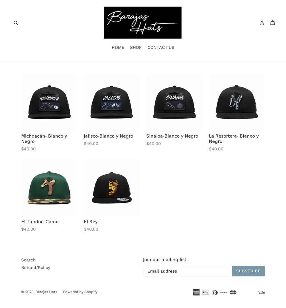 barajashats.com — Shopify storefront screenshot