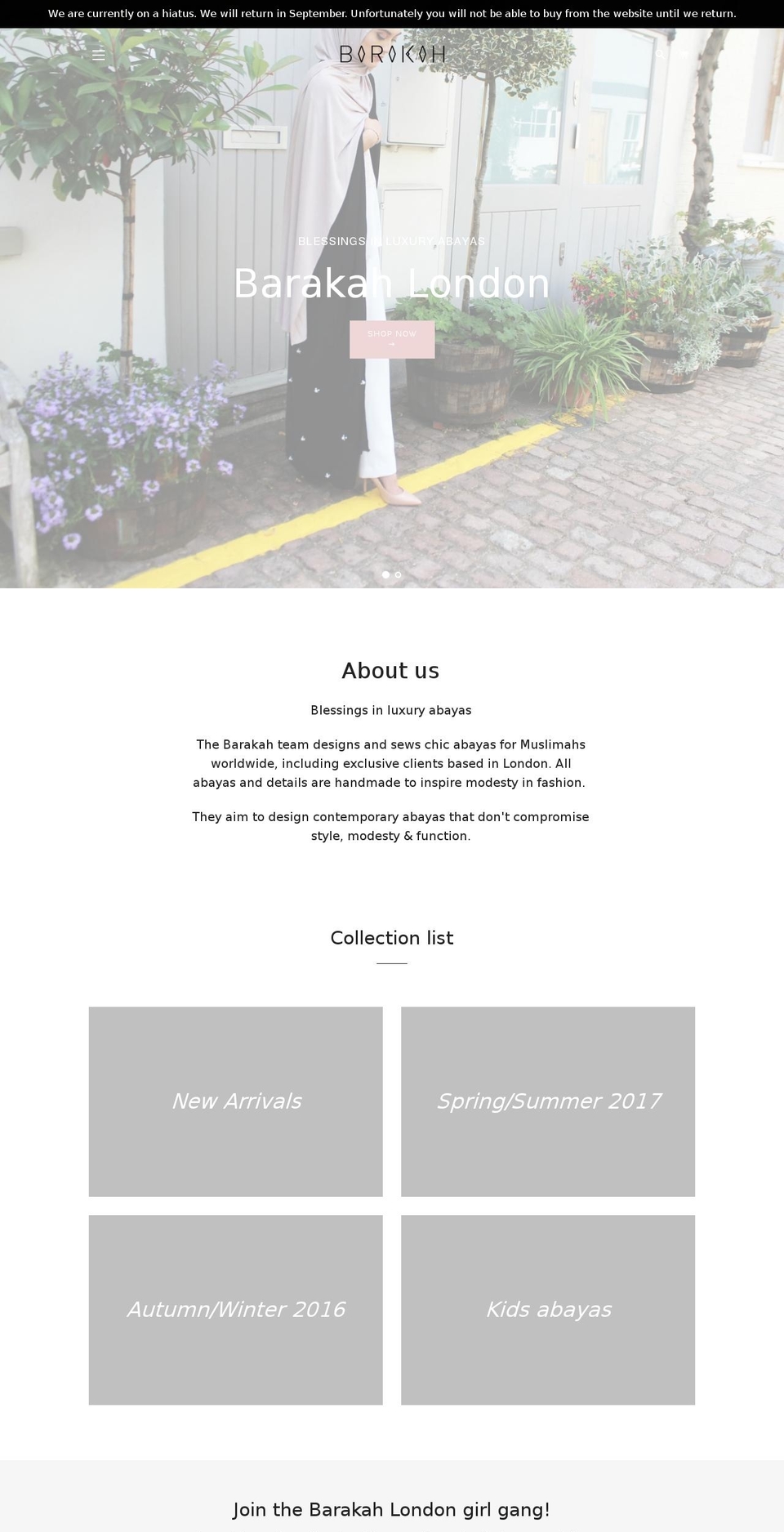 barakahlondon.com — Shopify storefront screenshot