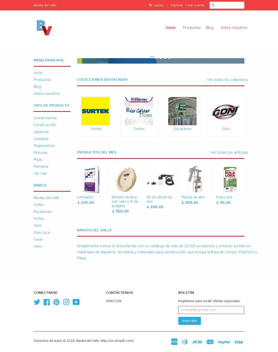 baratadelvalle.com shopify website screenshot