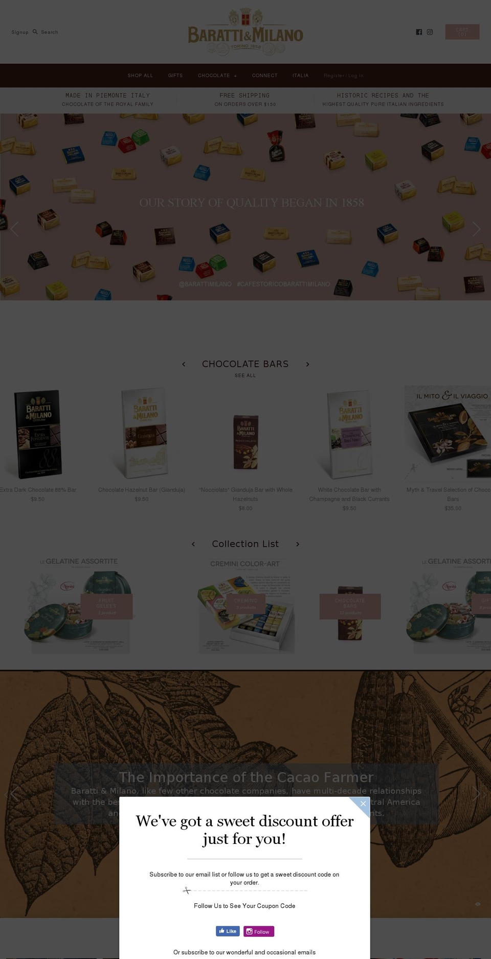 barattiandmilano.com shopify website screenshot