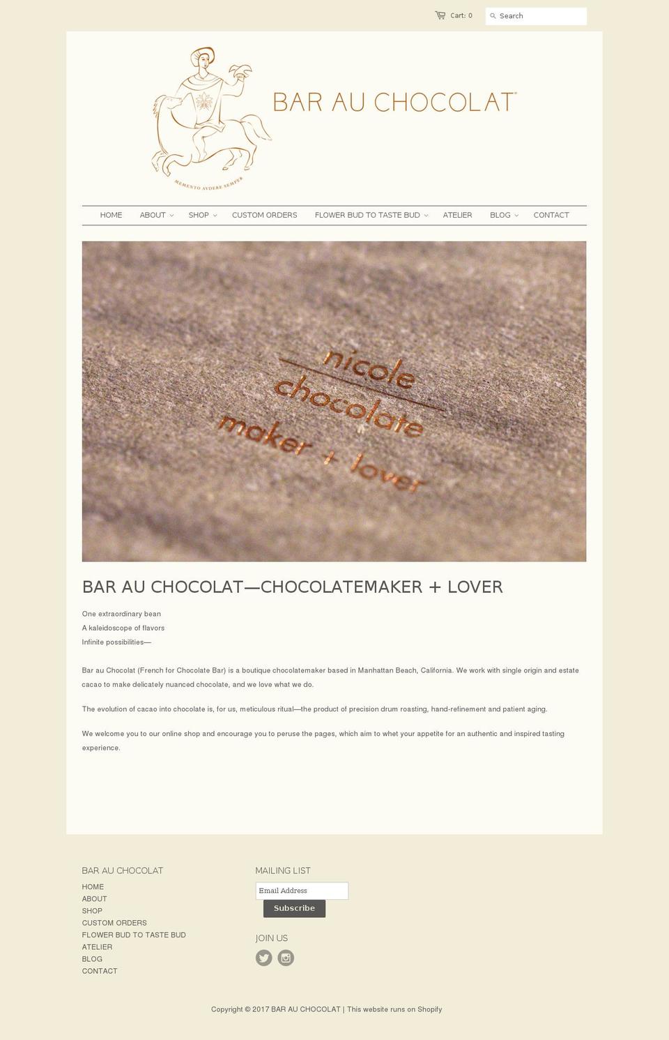 barauchocolat.com shopify website screenshot
