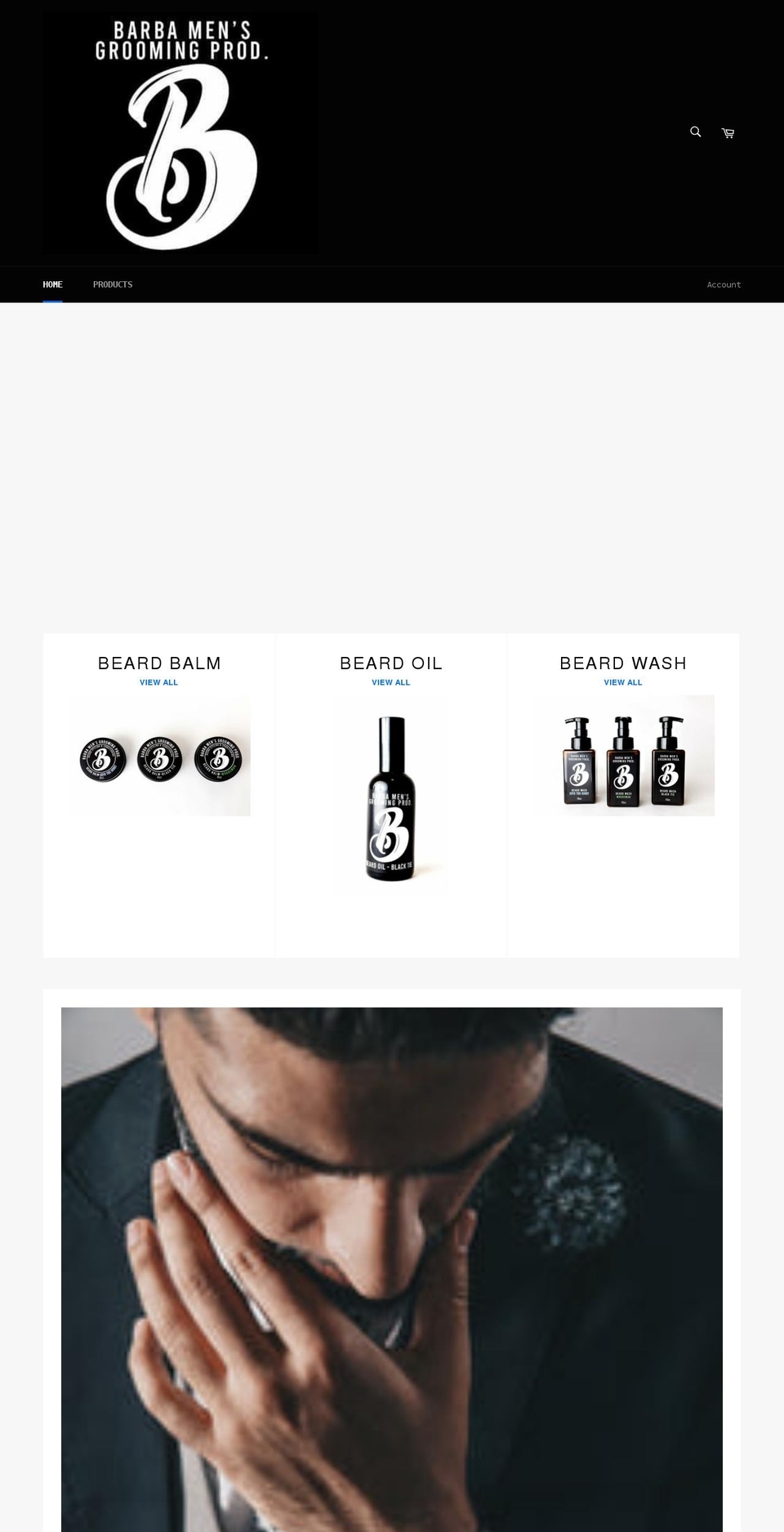 barbamensgroomingproducts.com shopify website screenshot