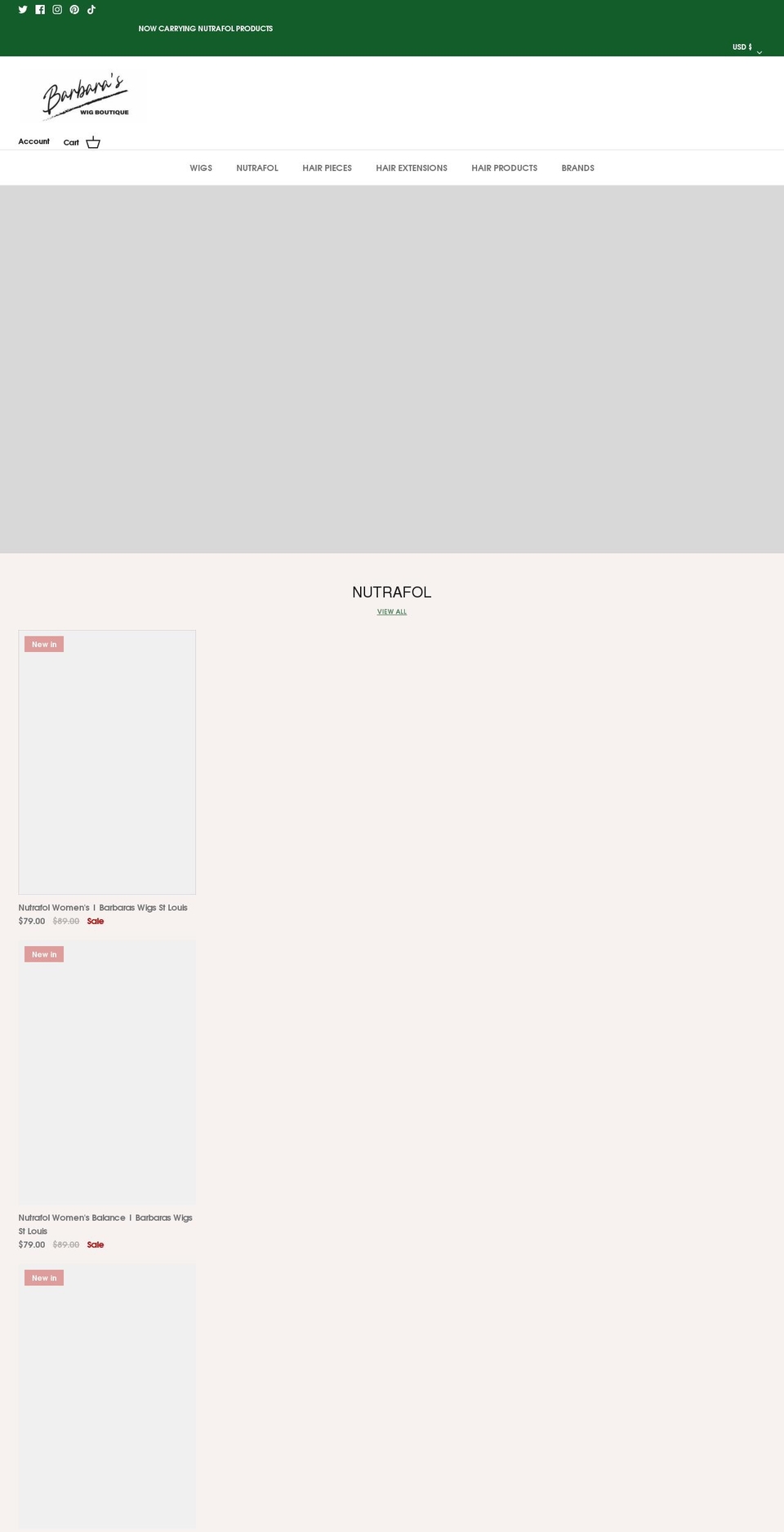 barbaraswigs.com shopify website screenshot