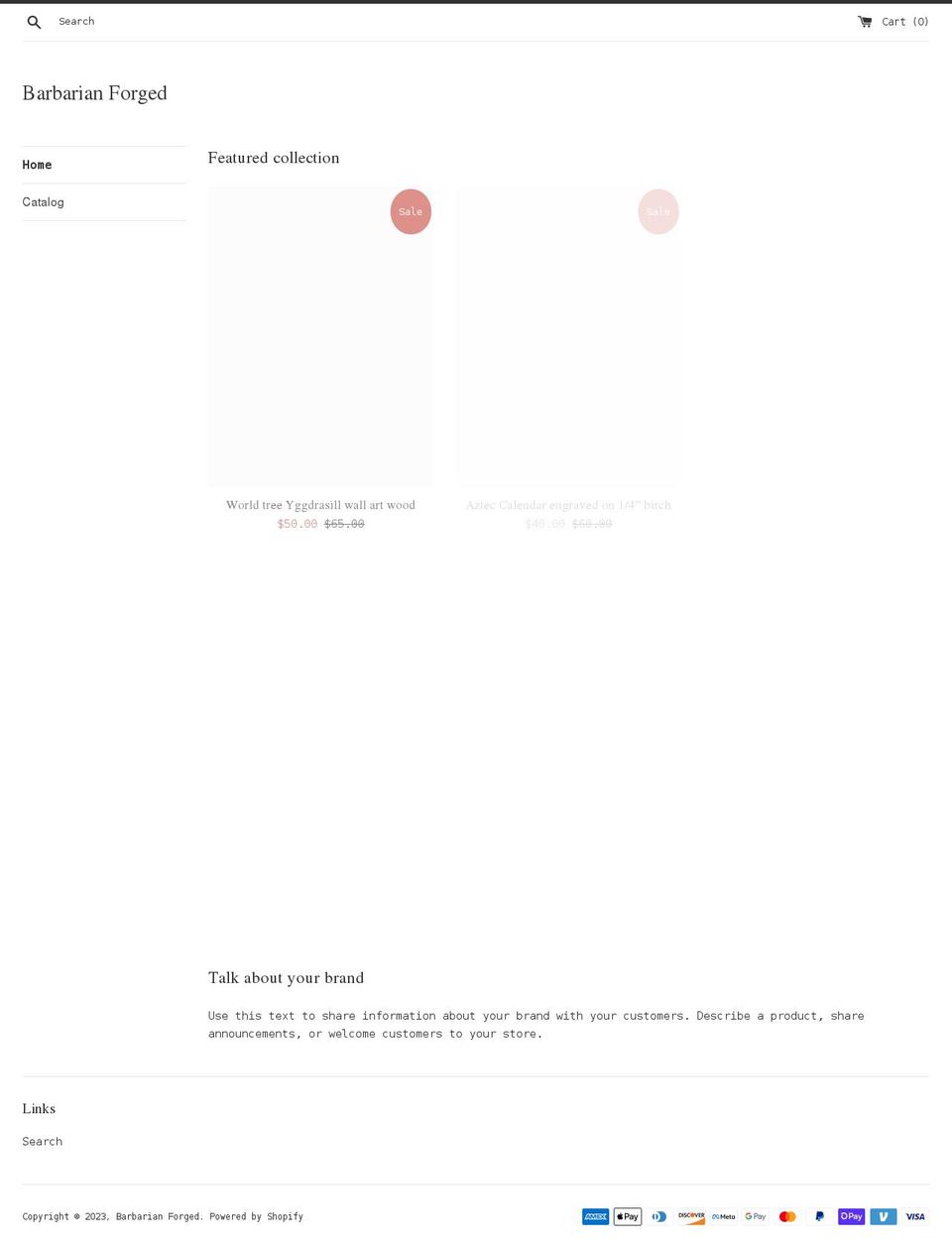 barbarianforged.com shopify website screenshot