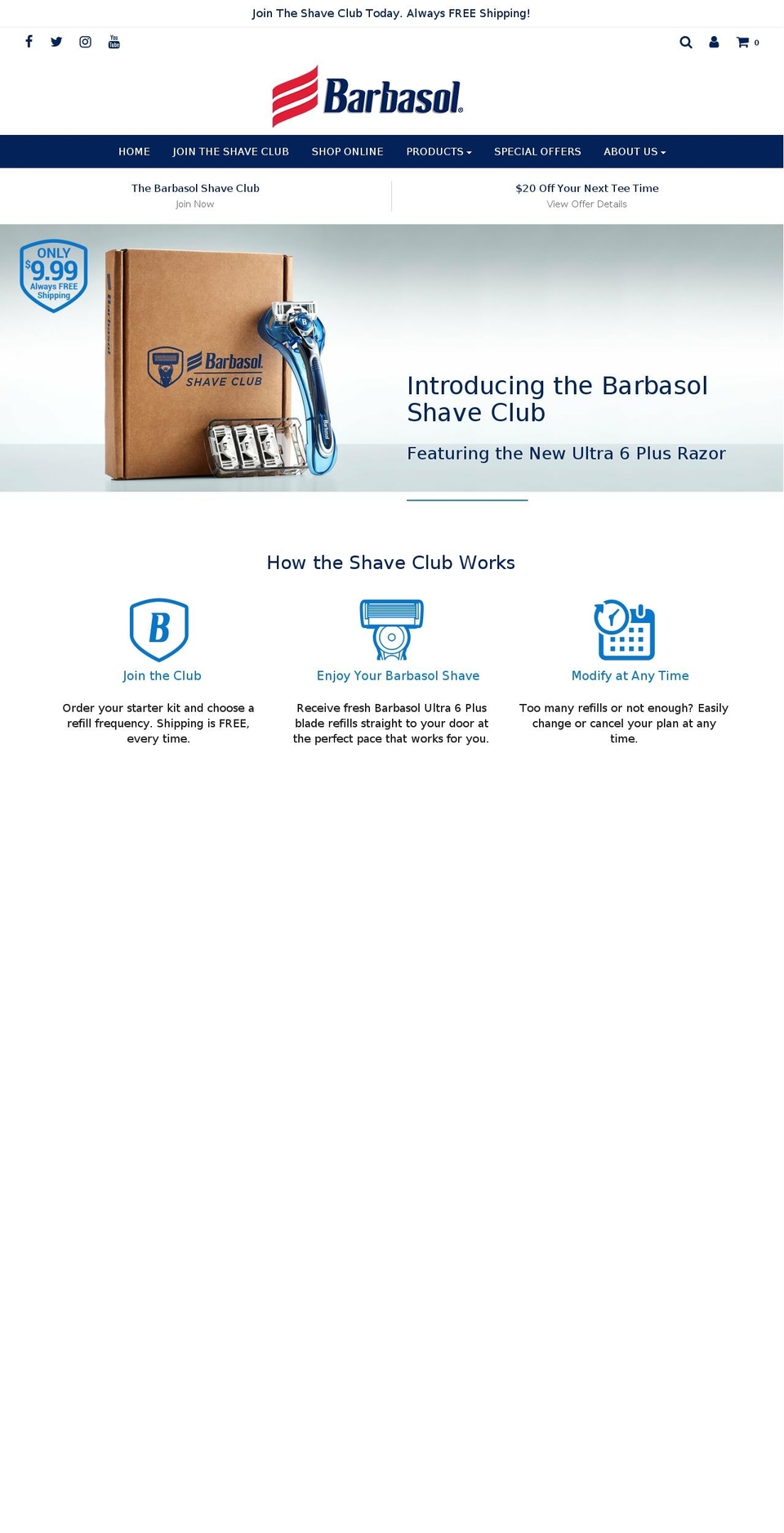 barbasolrazors.com — Shopify storefront screenshot