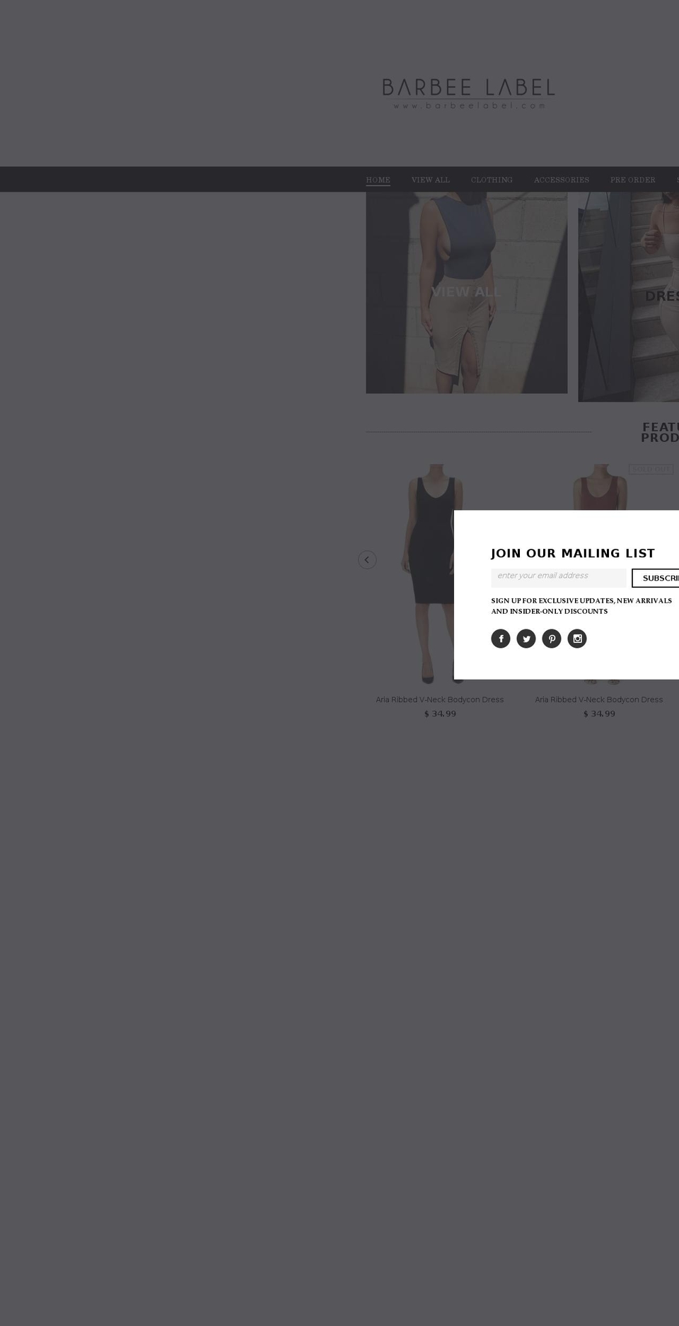 barbeeboutique.com shopify website screenshot