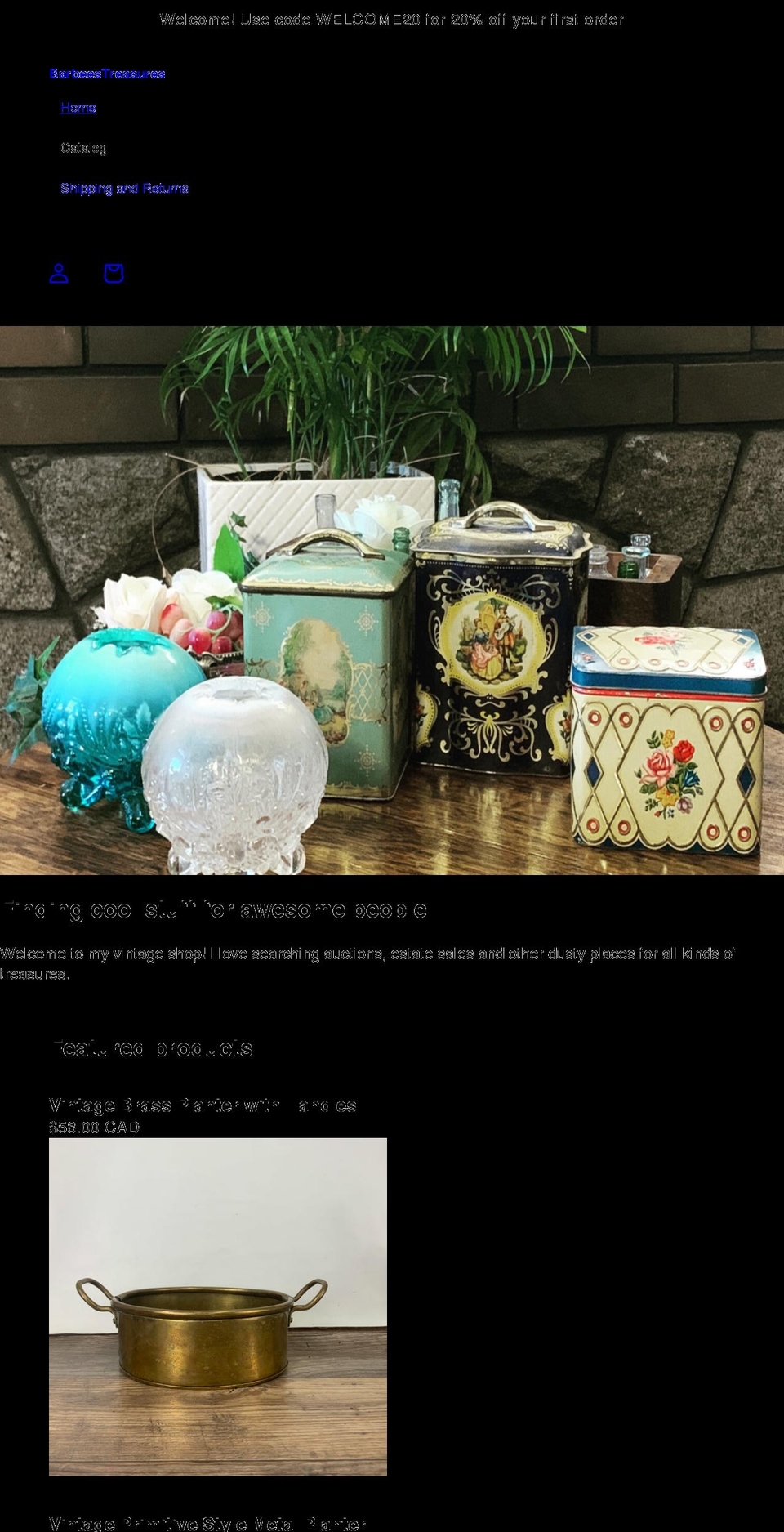 barbeestreasures.com shopify website screenshot