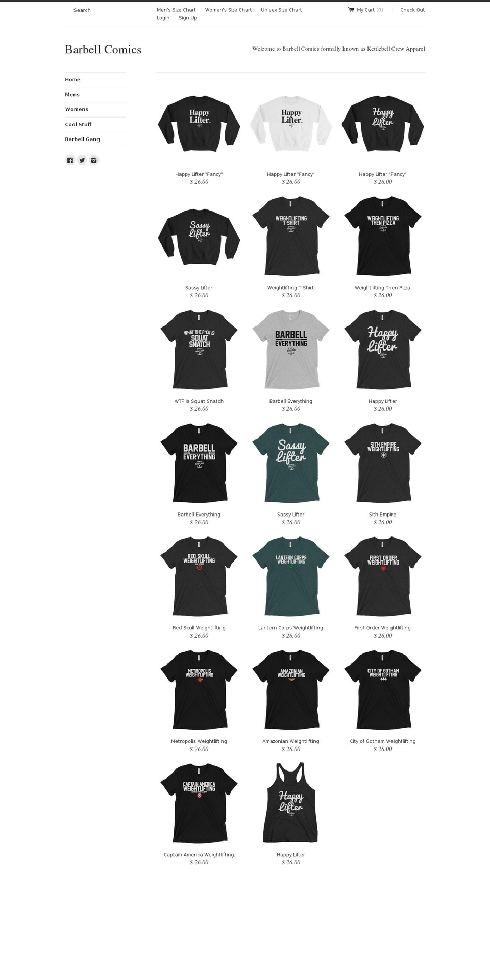 barbellcomics.com shopify website screenshot