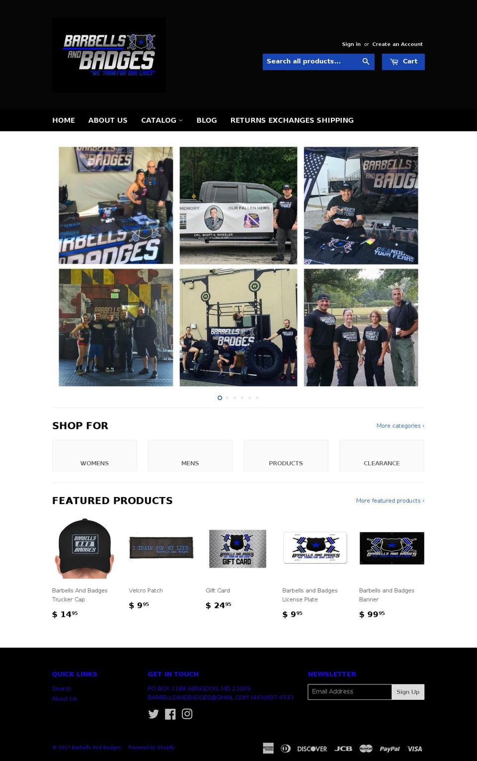 barbellsandbadges.com shopify website screenshot