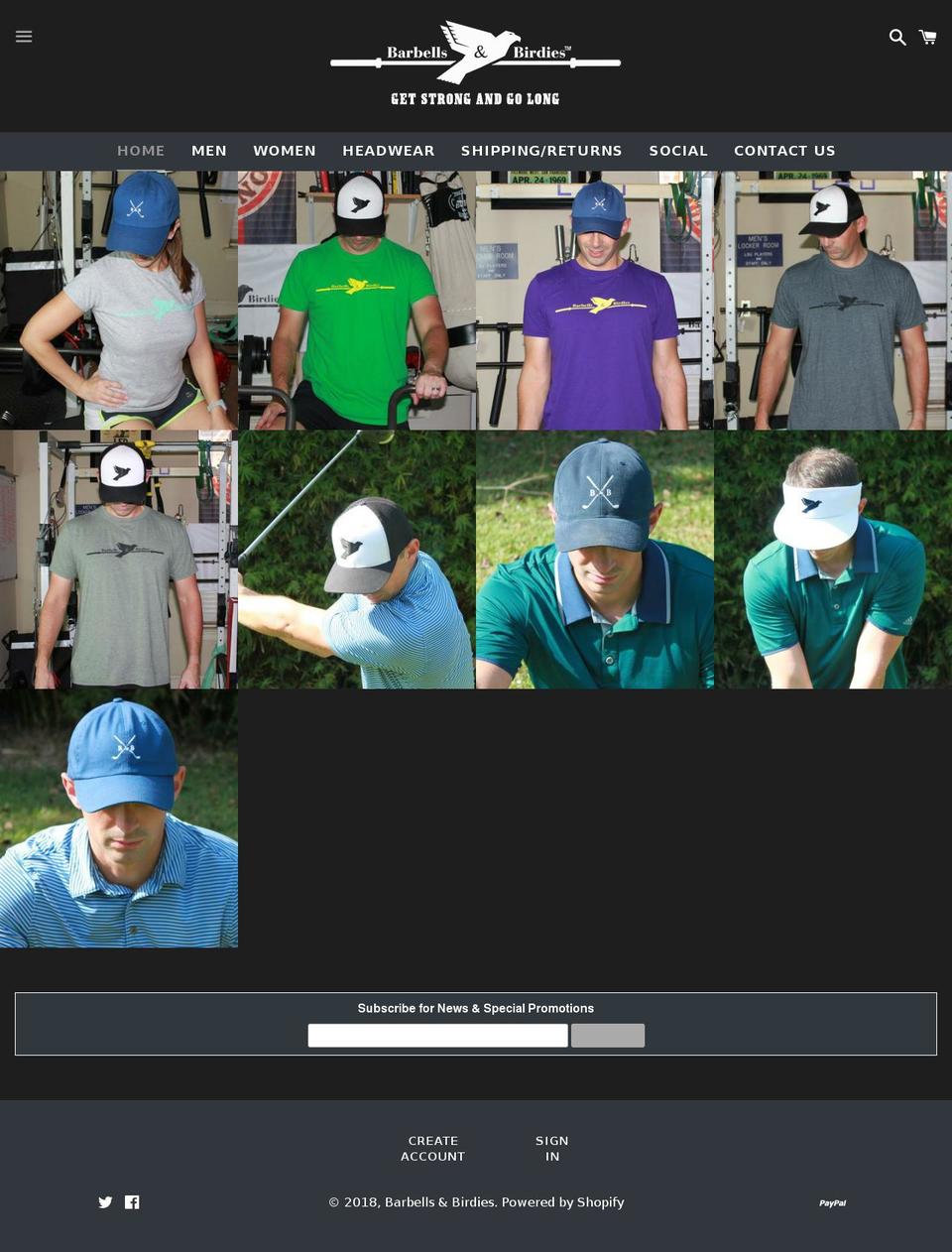 barbellsandbirdies.com shopify website screenshot